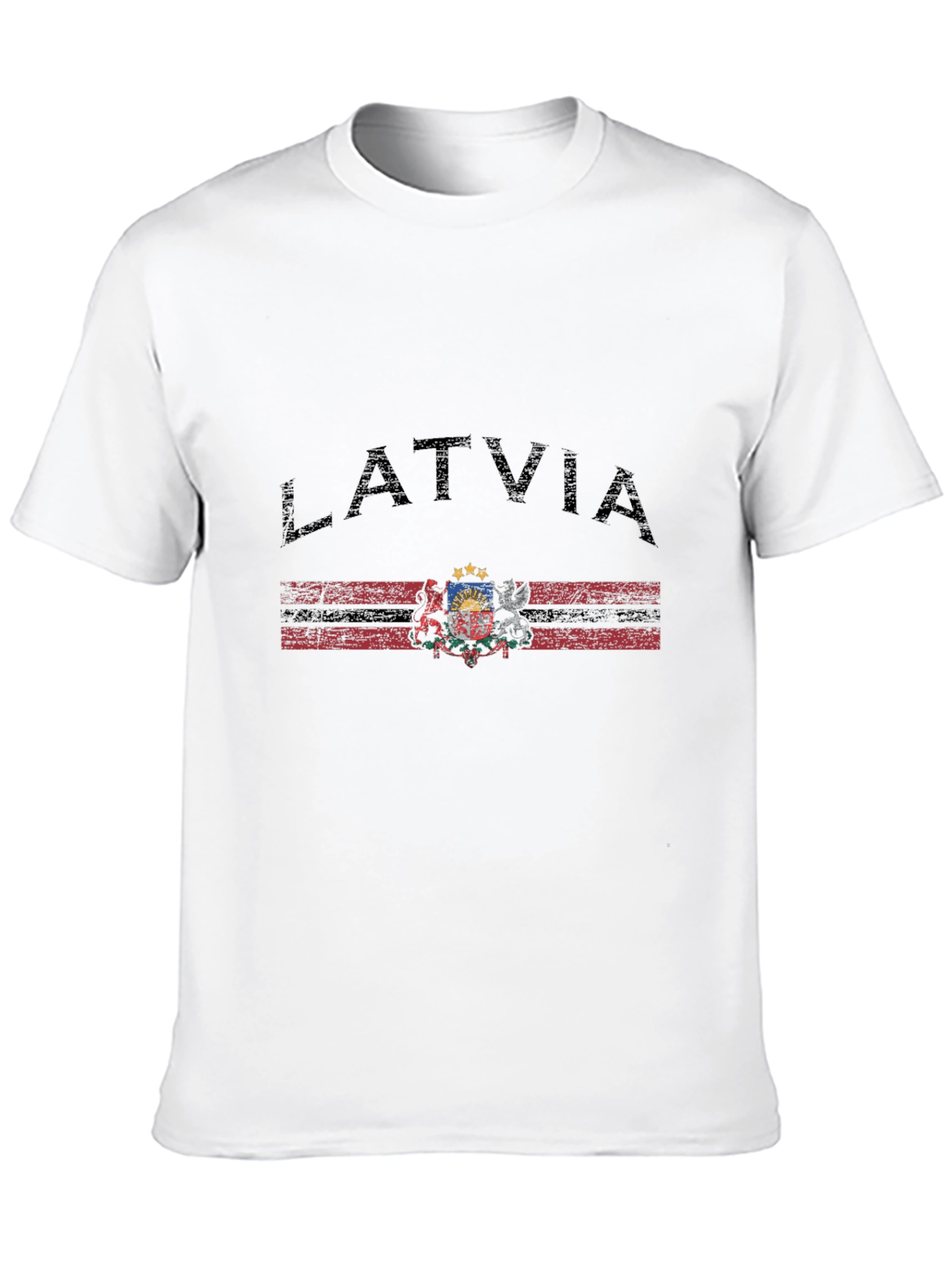 Latvia Flag T-Shirt - Distressed Design