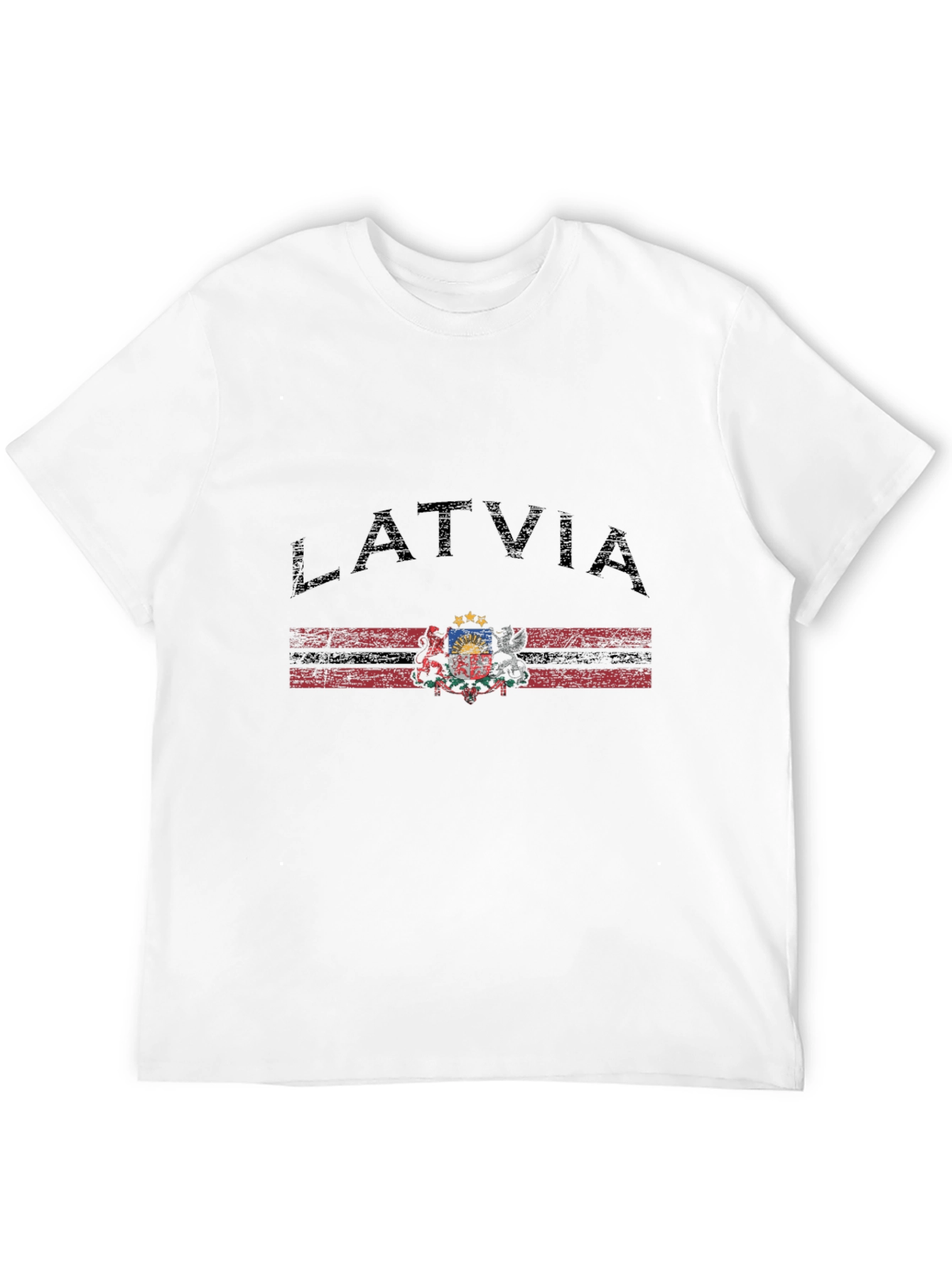 Latvia Flag T-Shirt - Distressed Design
