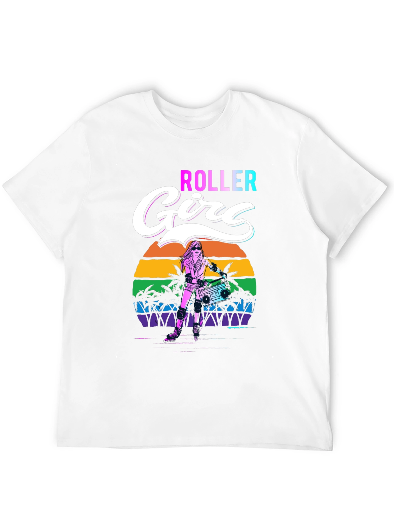 Retro Roller Girl Graphic Tee - 80s Style