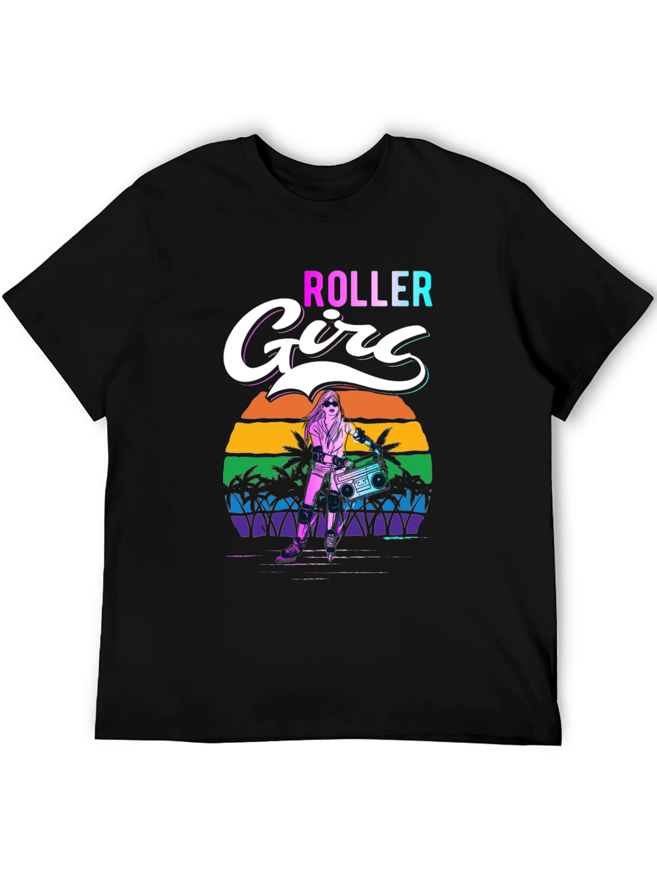 Retro Roller Girl Graphic Tee - 80s Style