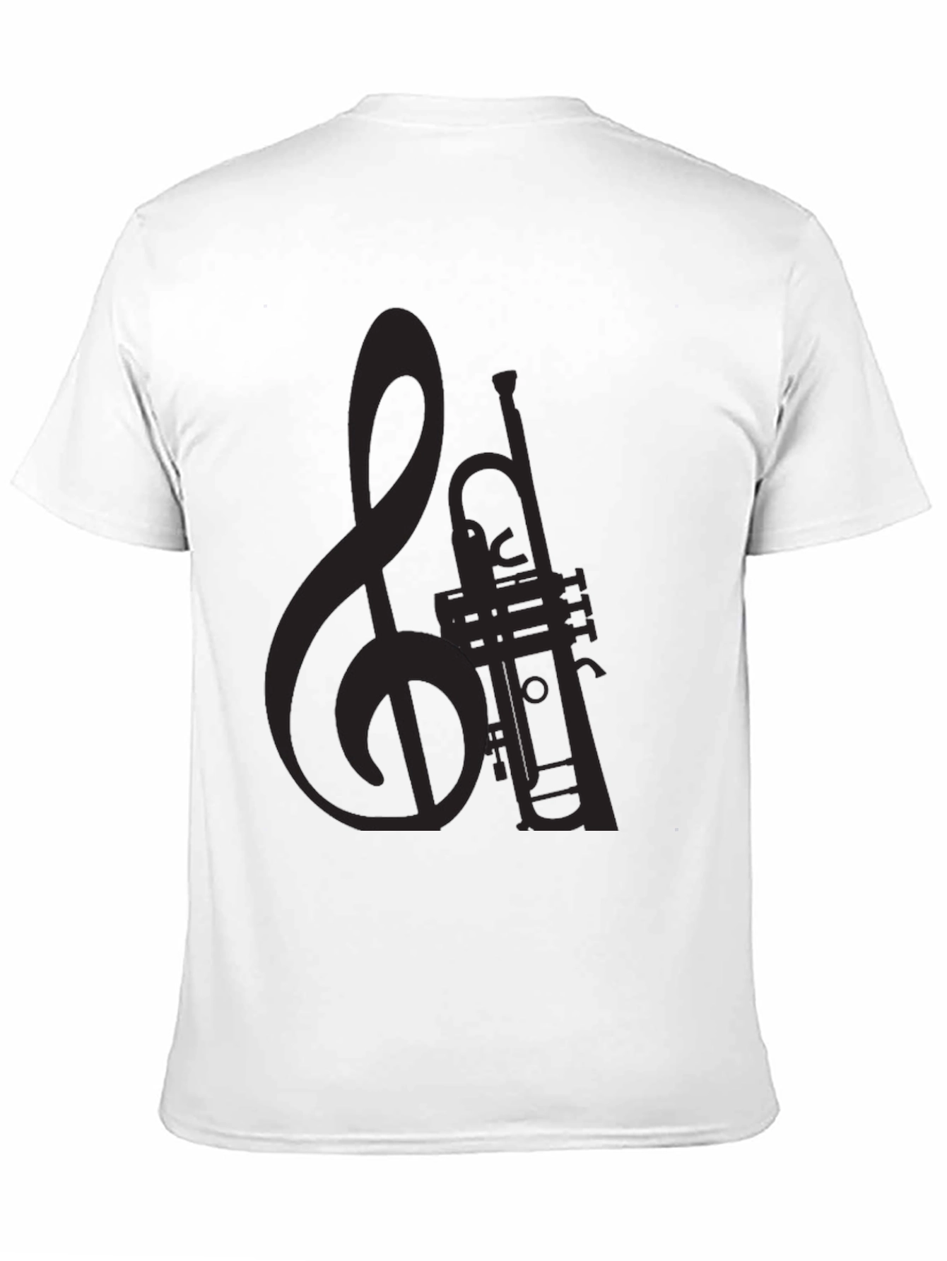 Musical Trumpet & Clef Black Graphic T-Shirt
