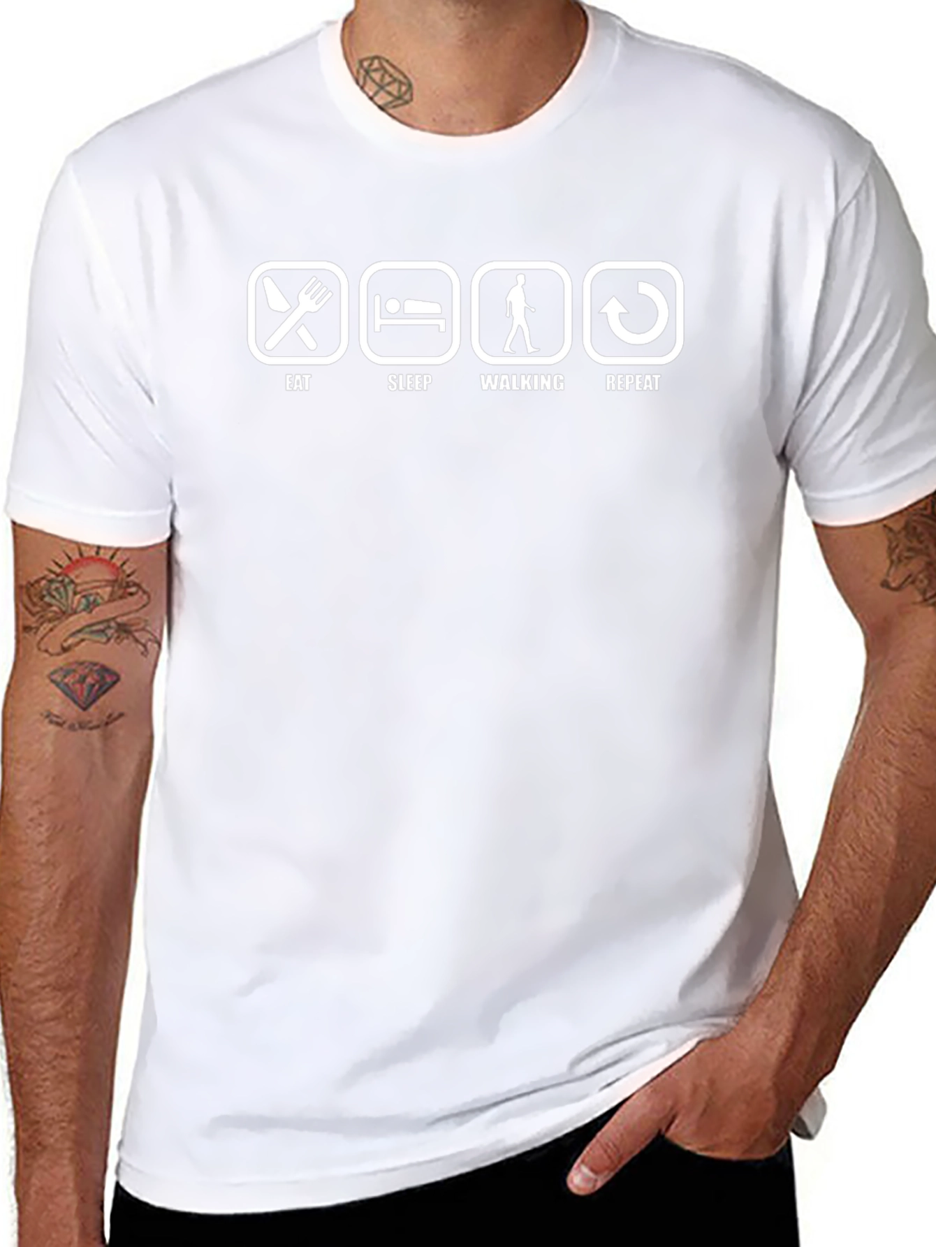 Eat Sleep Walking Repeat Black T-Shirt