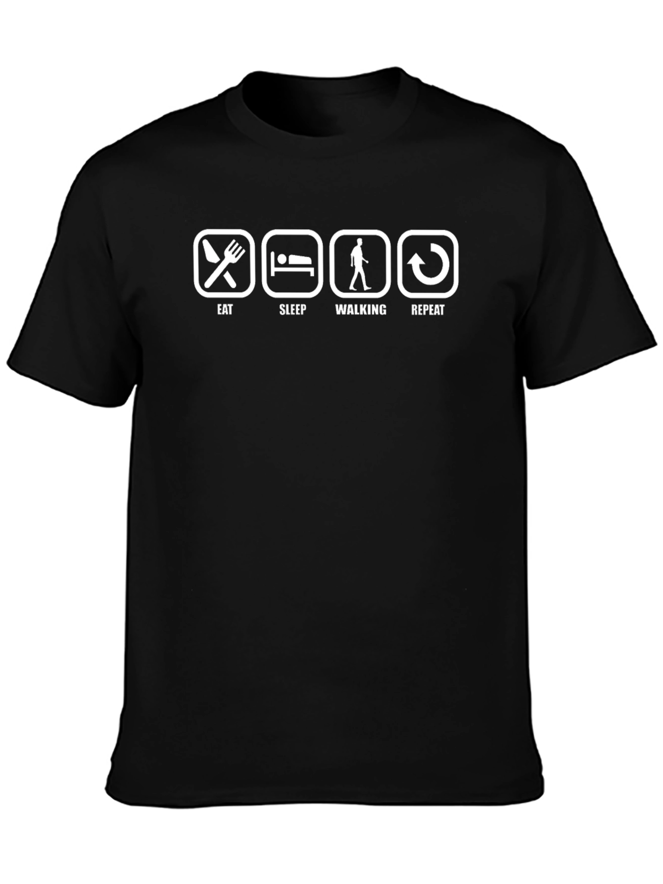 Eat Sleep Walking Repeat Black T-Shirt
