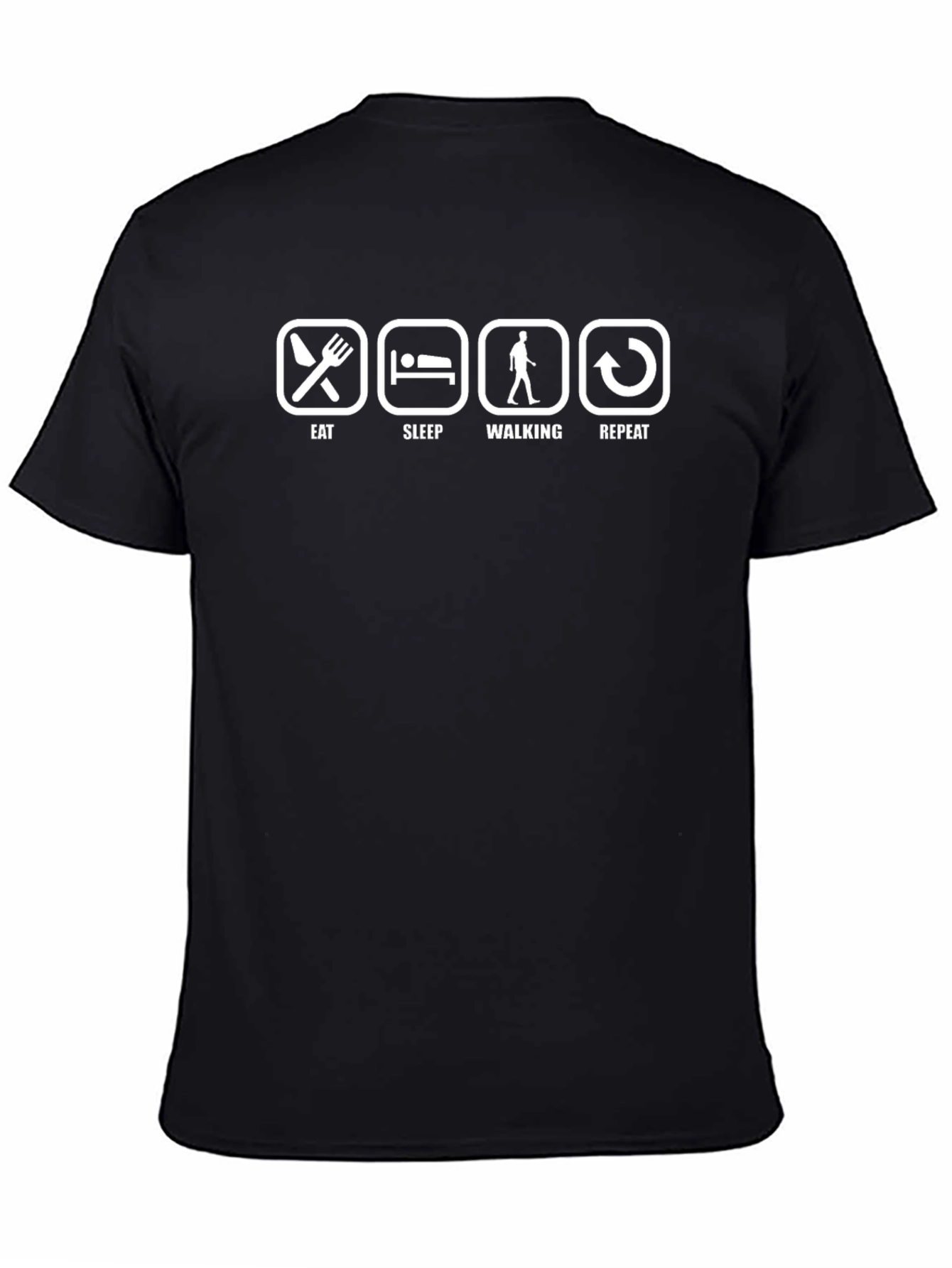 Eat Sleep Walking Repeat Black T-Shirt