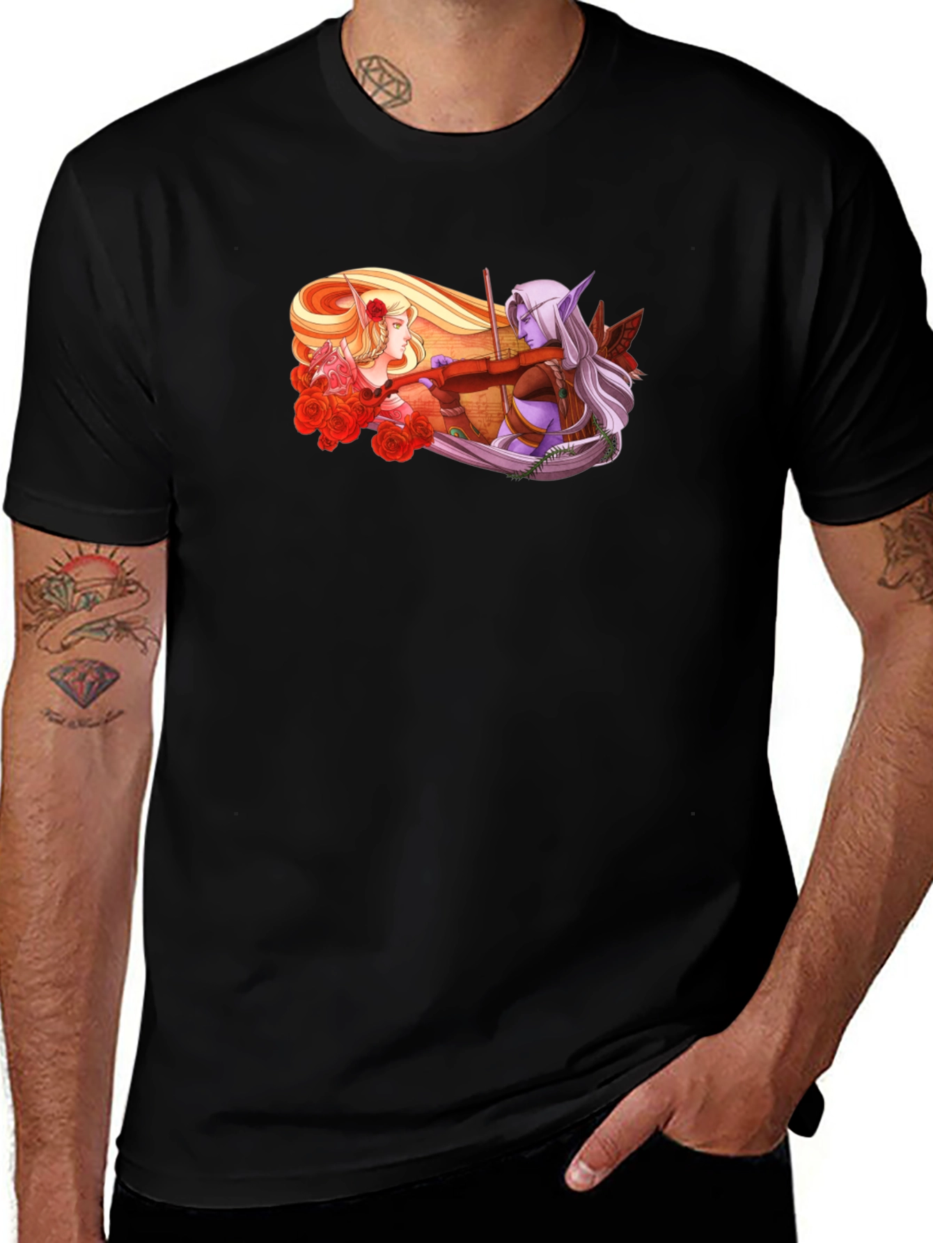 Elven Romance Graphic Tee - Unique Fantasy Design