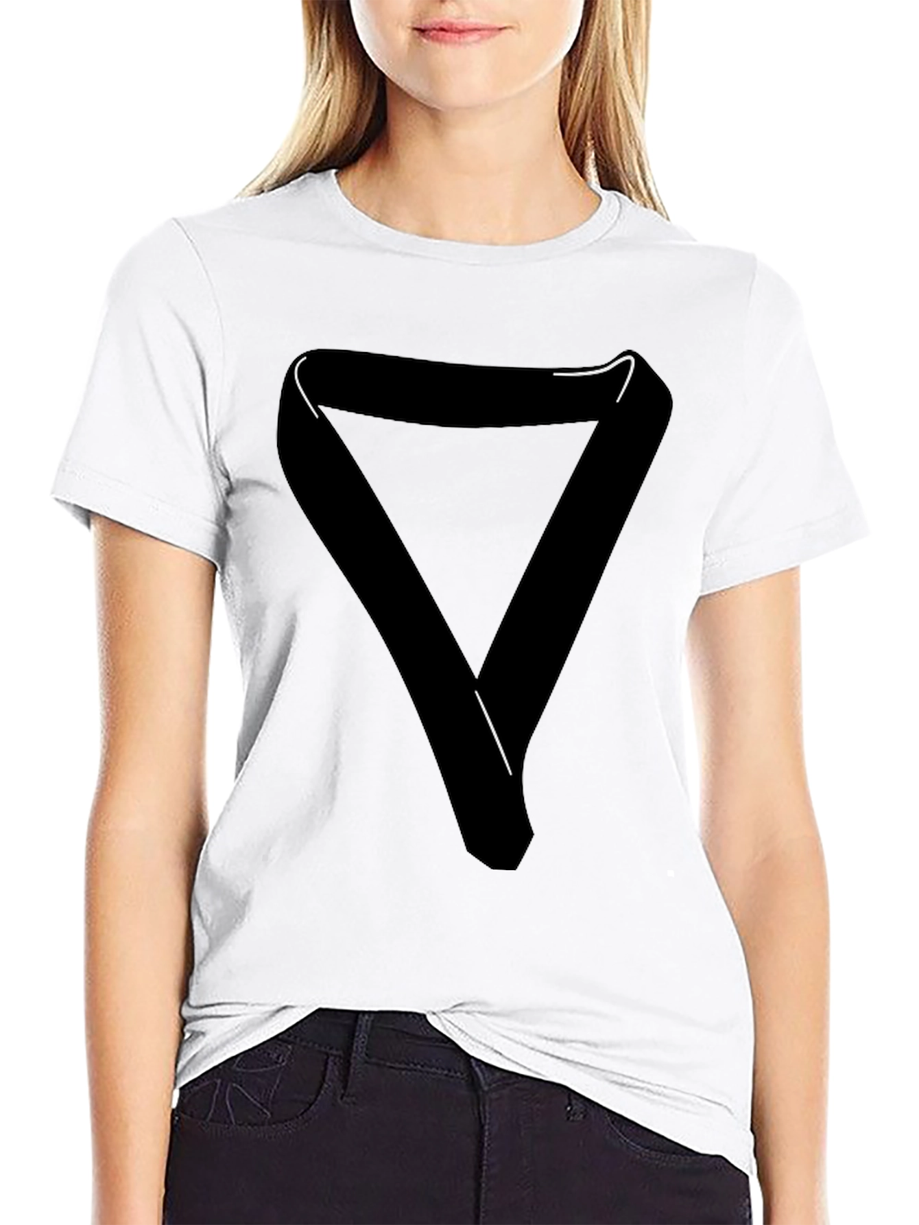 Black T-Shirt with Graphic Triangle Design - Modern Style
