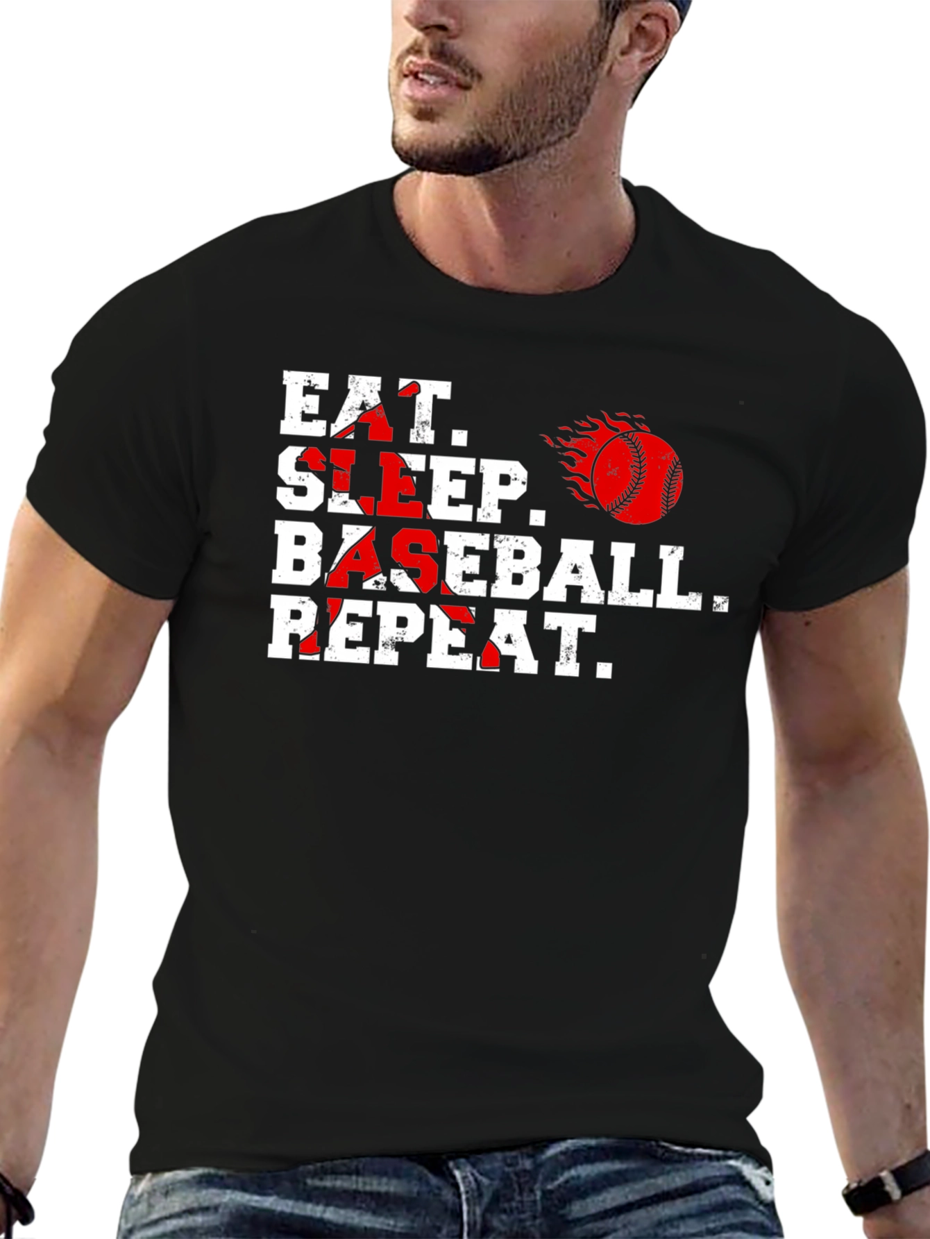 Eat Sleep Baseball Repeat Graphic T-Shirt