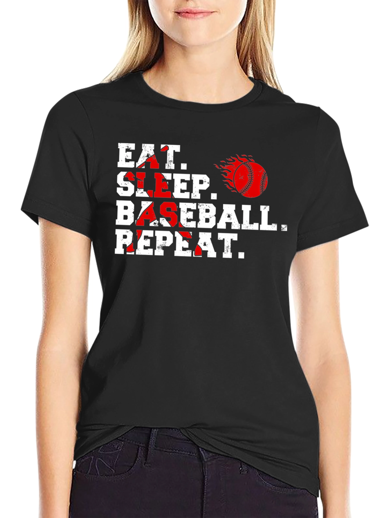 Eat Sleep Baseball Repeat Graphic T-Shirt