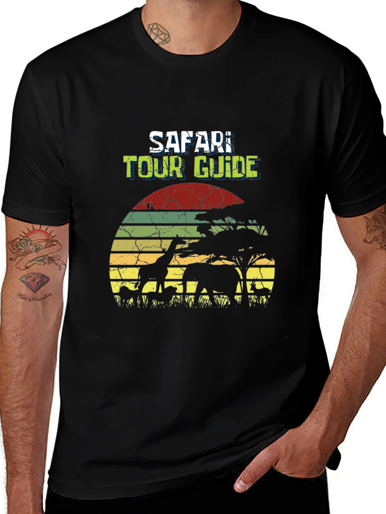 Safari Tour Guide Black T-Shirt