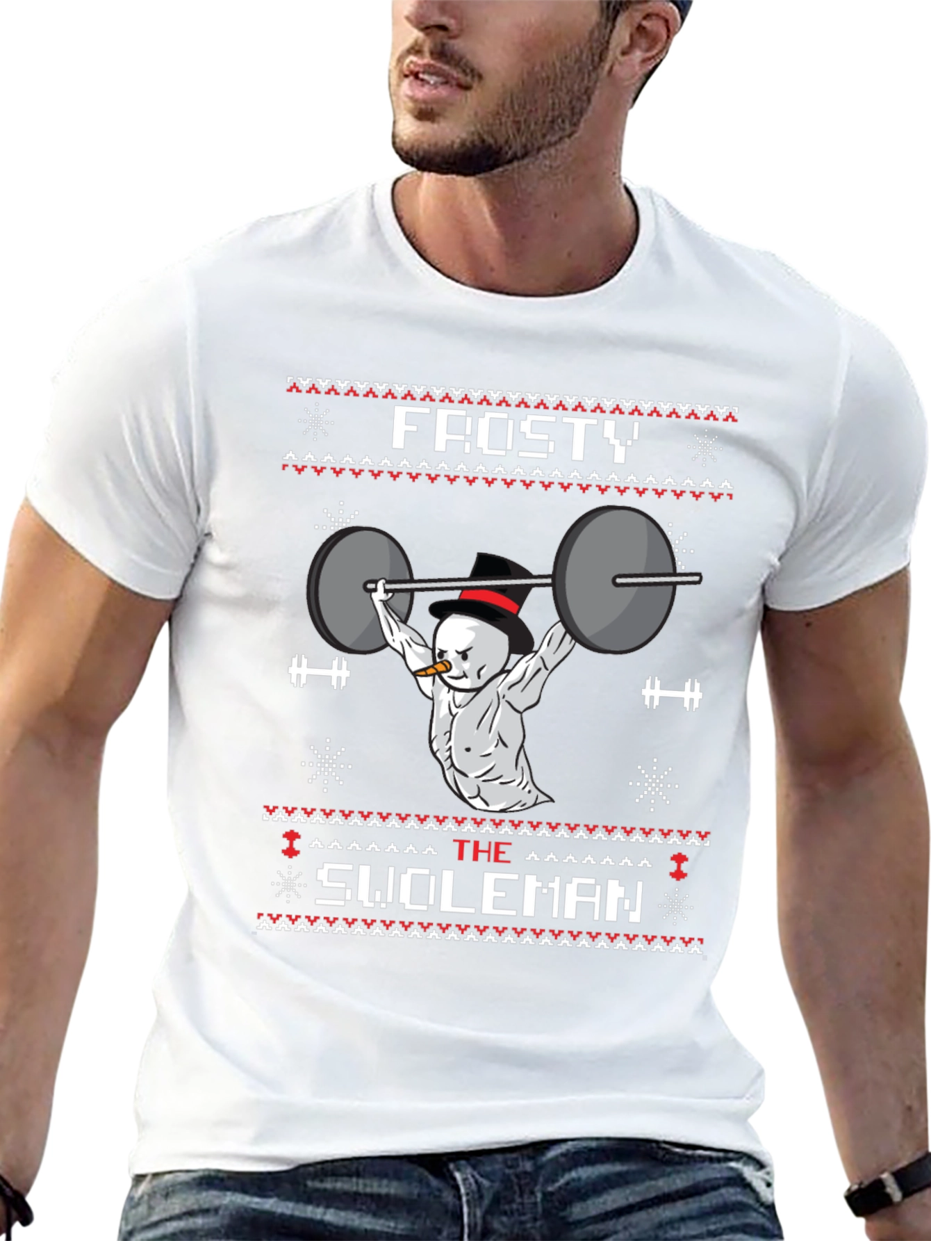 Frosty the Swoleman Ugly Christmas Sweater T-Shirt