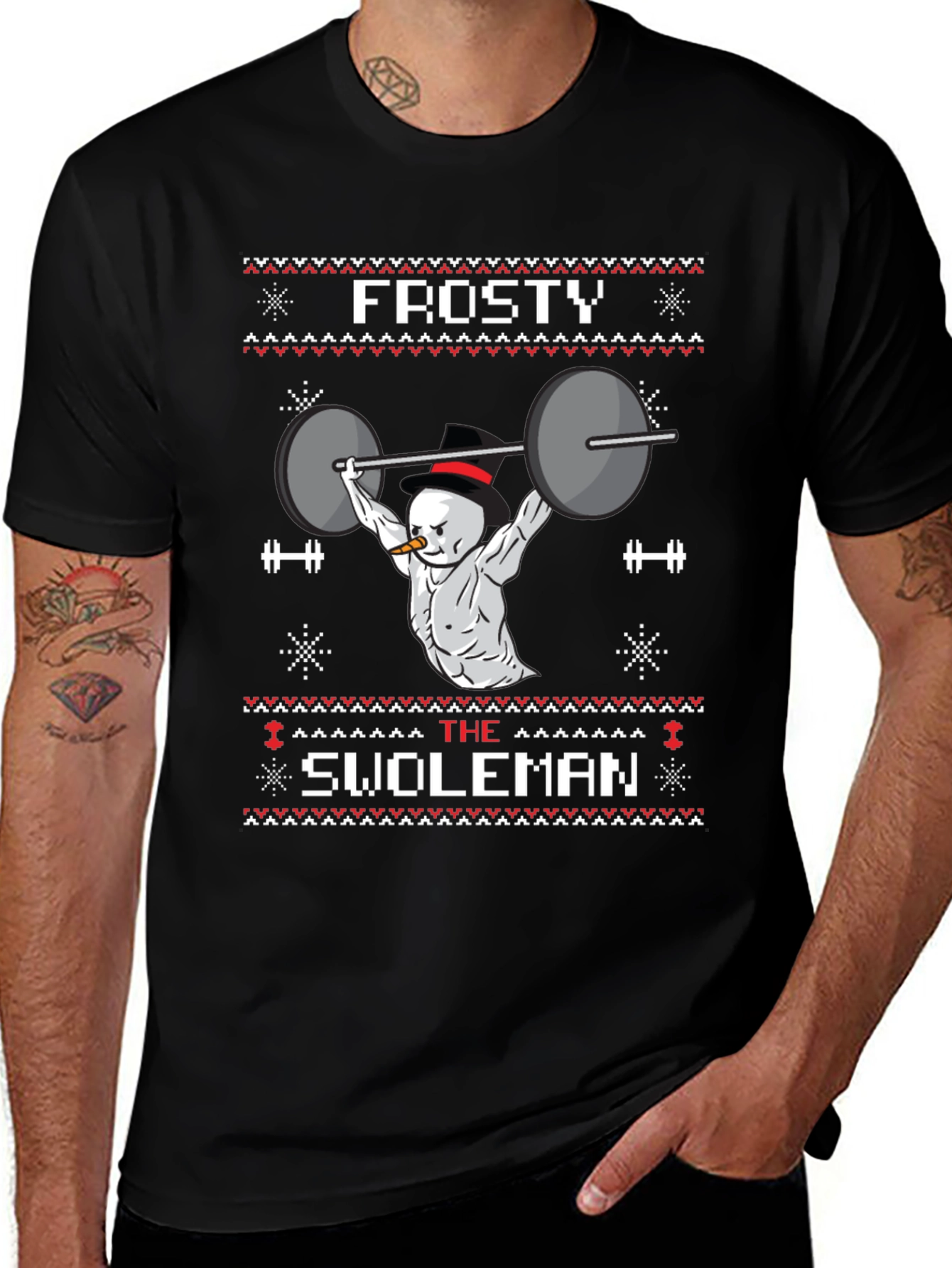 Frosty the Swoleman Ugly Christmas Sweater T-Shirt