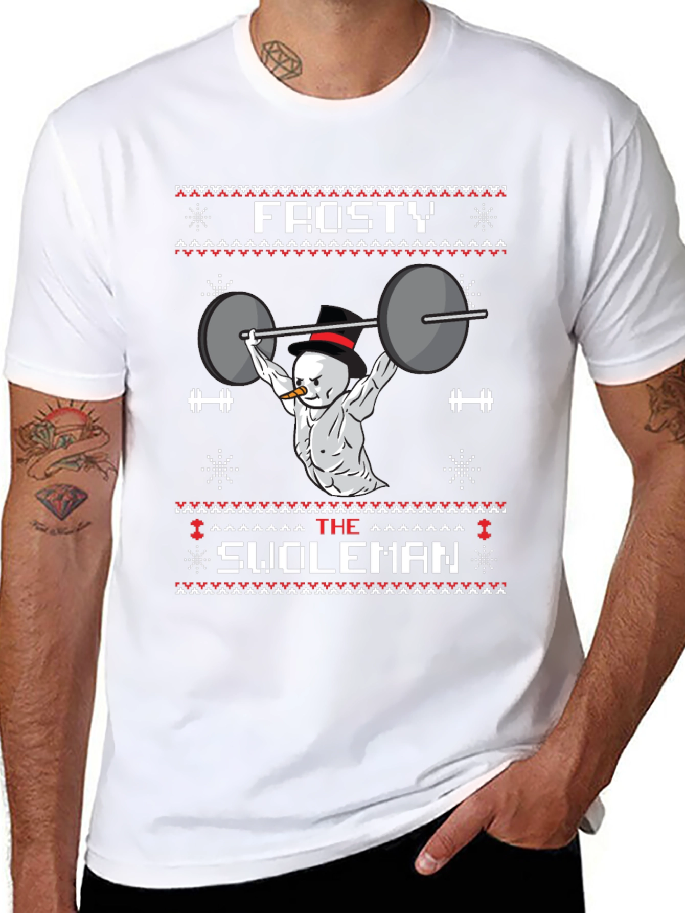 Frosty the Swoleman Ugly Christmas Sweater T-Shirt