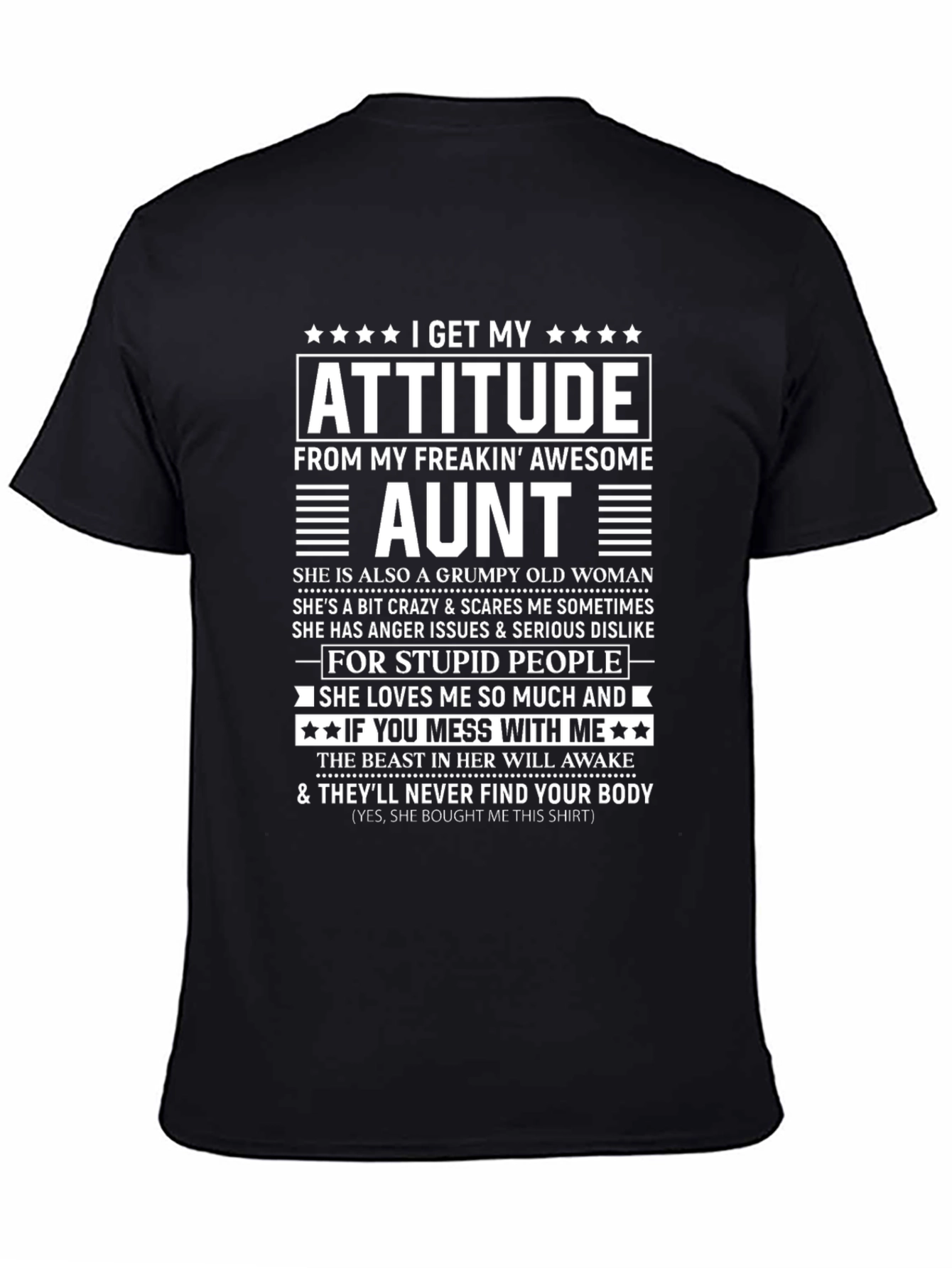 Attitude From Awesome Aunt T-Shirt - Black Novelty Tee