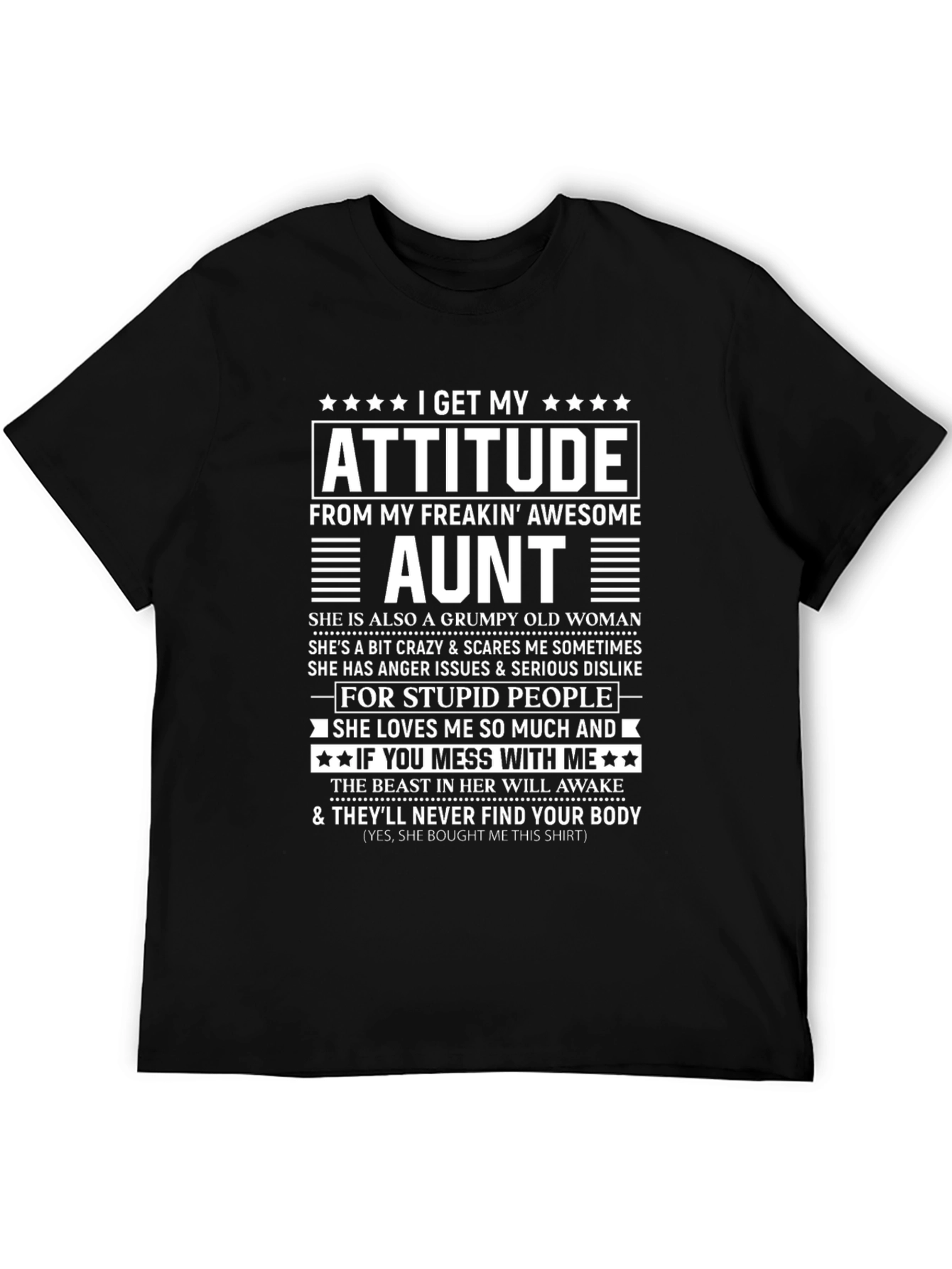 Attitude From Awesome Aunt T-Shirt - Black Novelty Tee