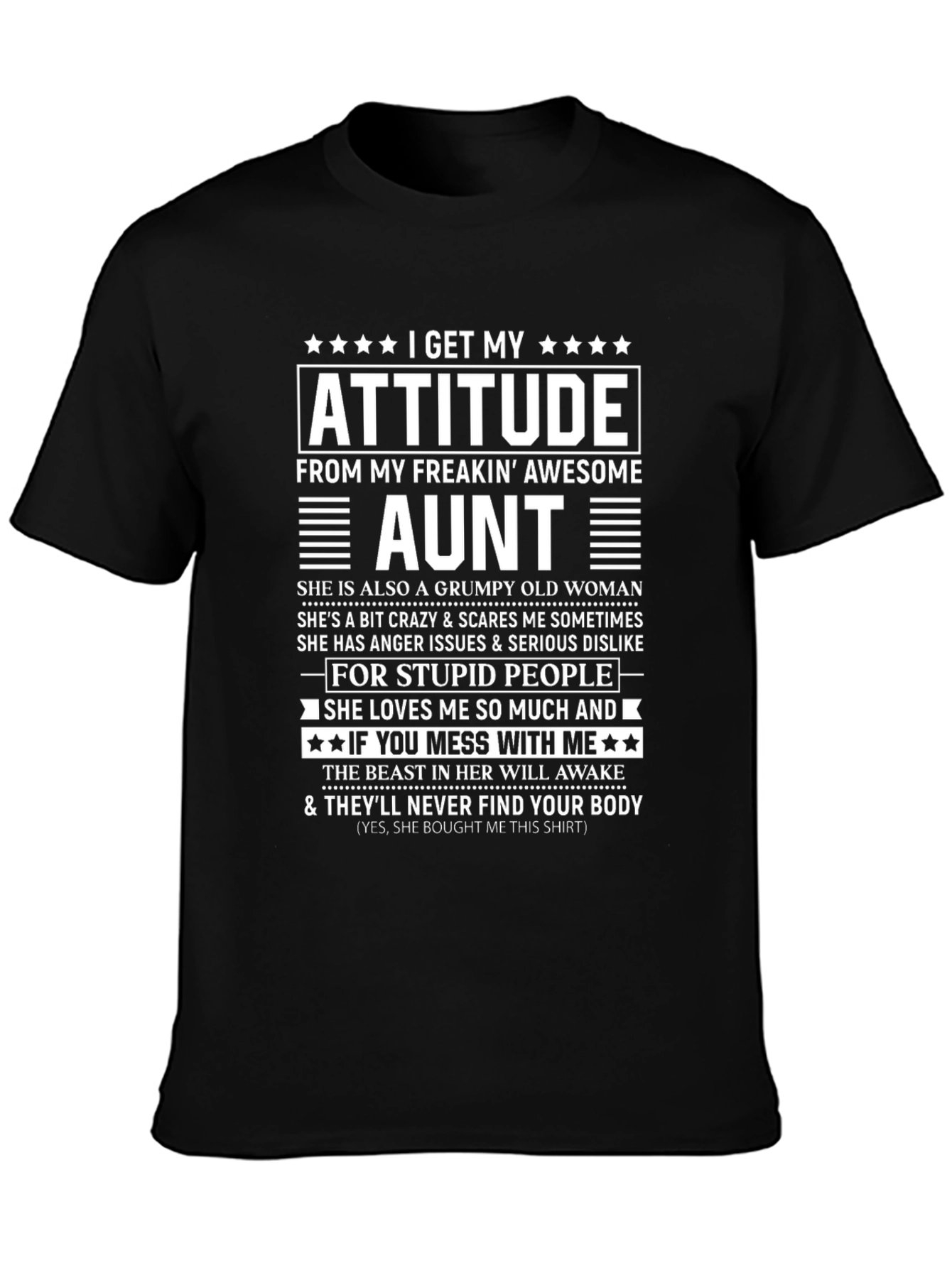 Attitude From Awesome Aunt T-Shirt - Black Novelty Tee