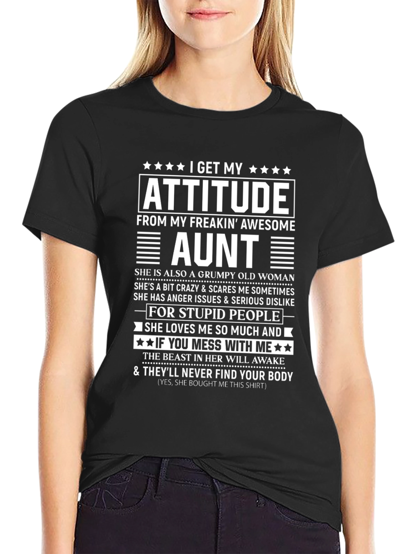 Attitude From Awesome Aunt T-Shirt - Black Novelty Tee