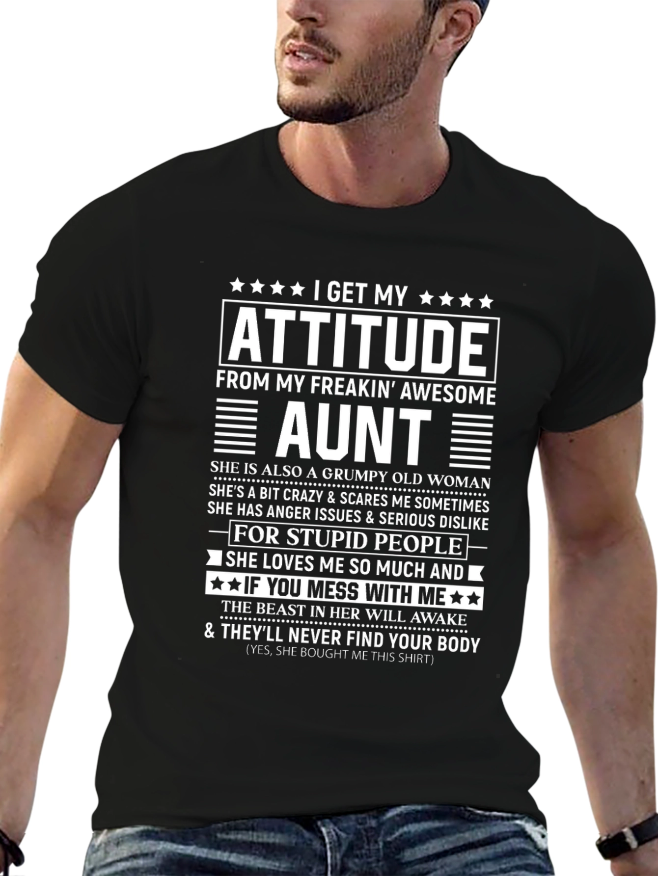 Attitude From Awesome Aunt T-Shirt - Black Novelty Tee