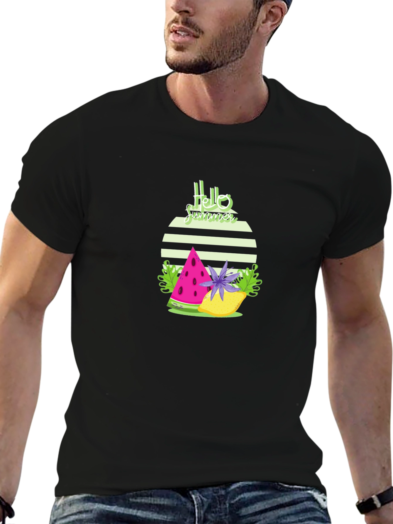 Hello Summer Graphic Tee - Stylish Black T-Shirt