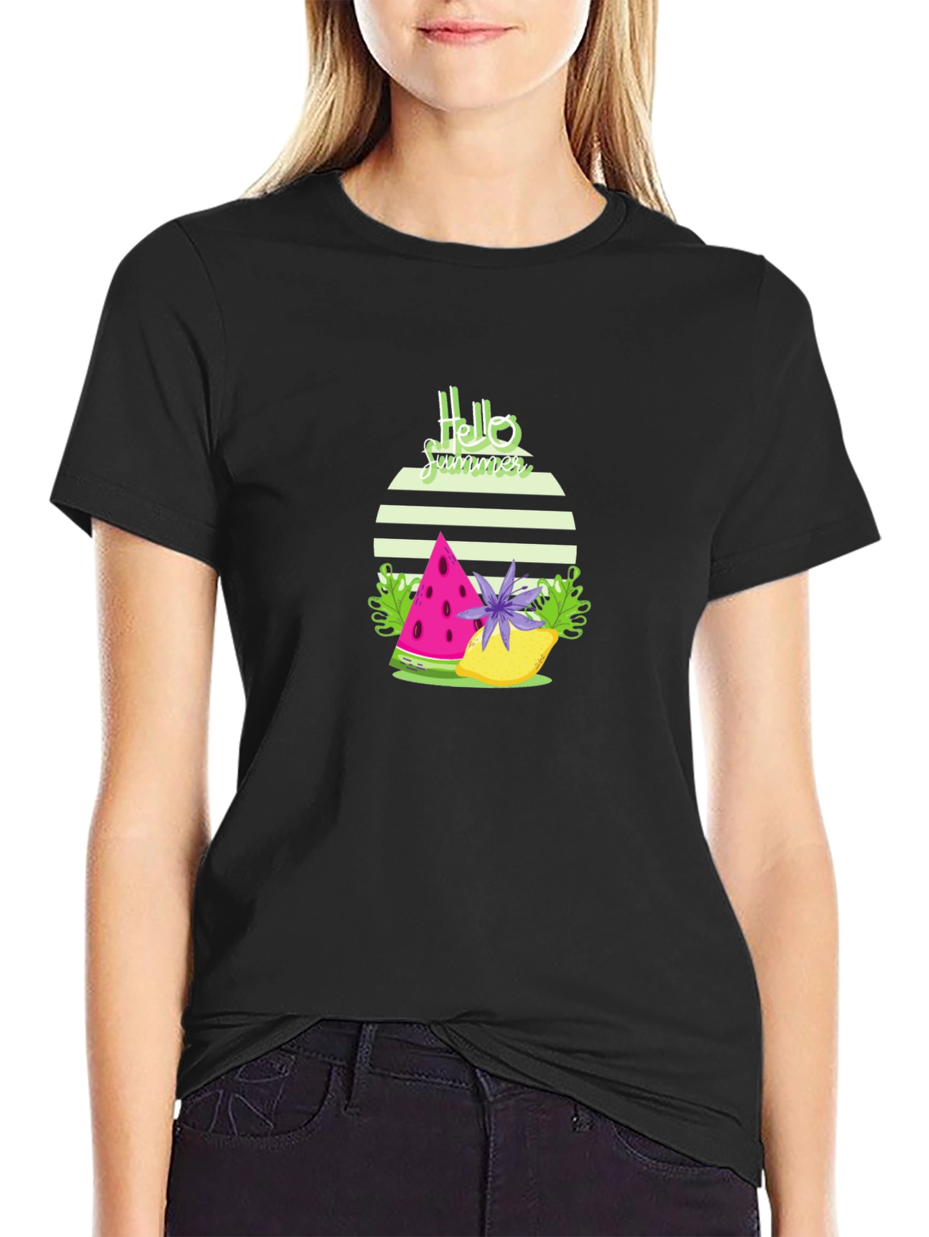 Hello Summer Graphic Tee - Stylish Black T-Shirt