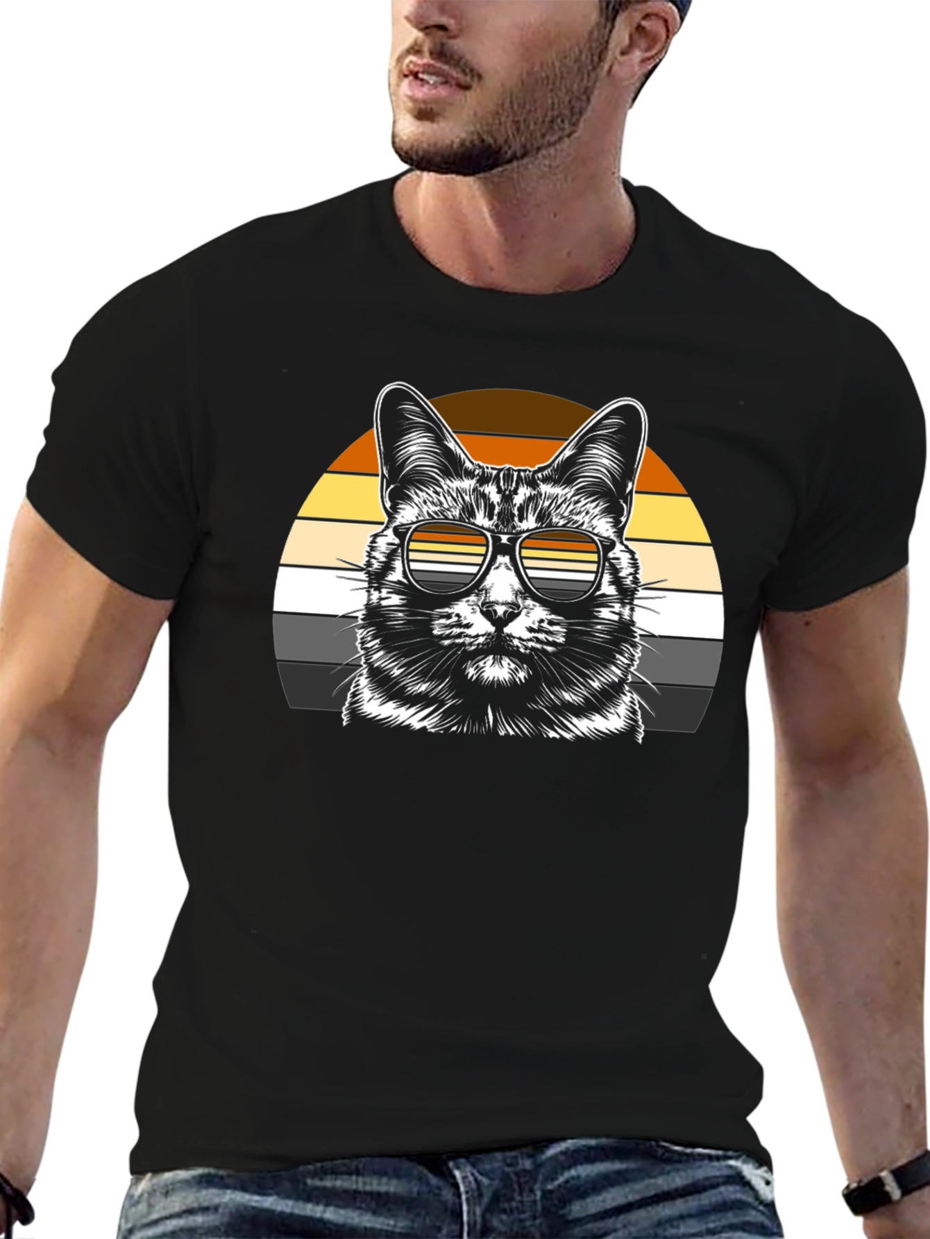 Cool Cat Sunset T-Shirt - Unisex Graphic Tee