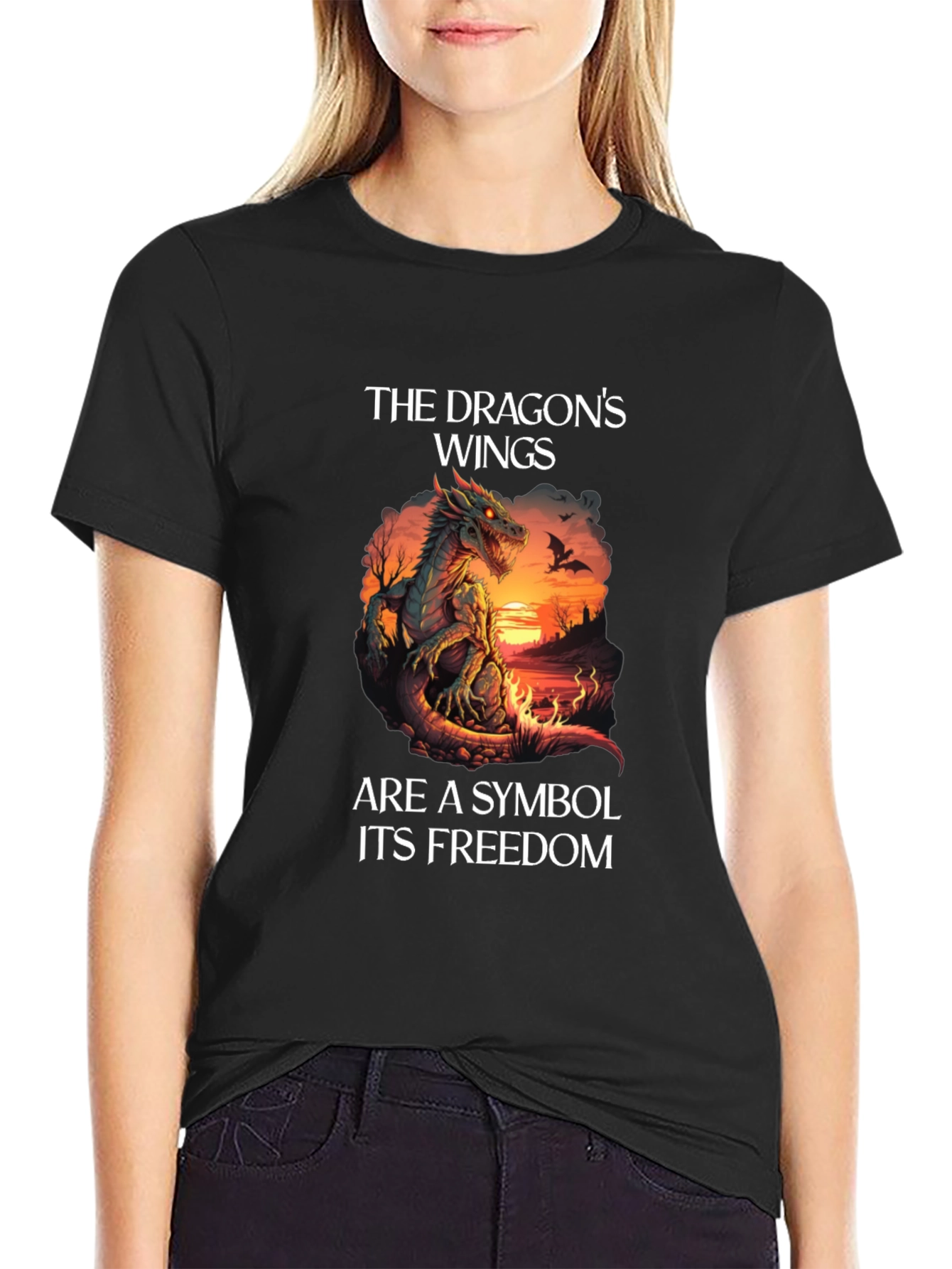 Dragons Wings Symbol Graphic Tee - Black