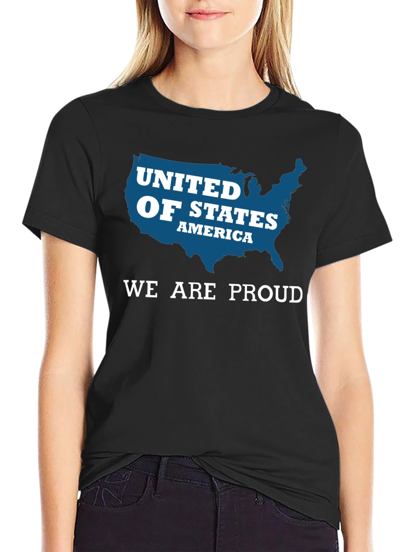 Proud USA Patriotic T-Shirt - United States Map Design