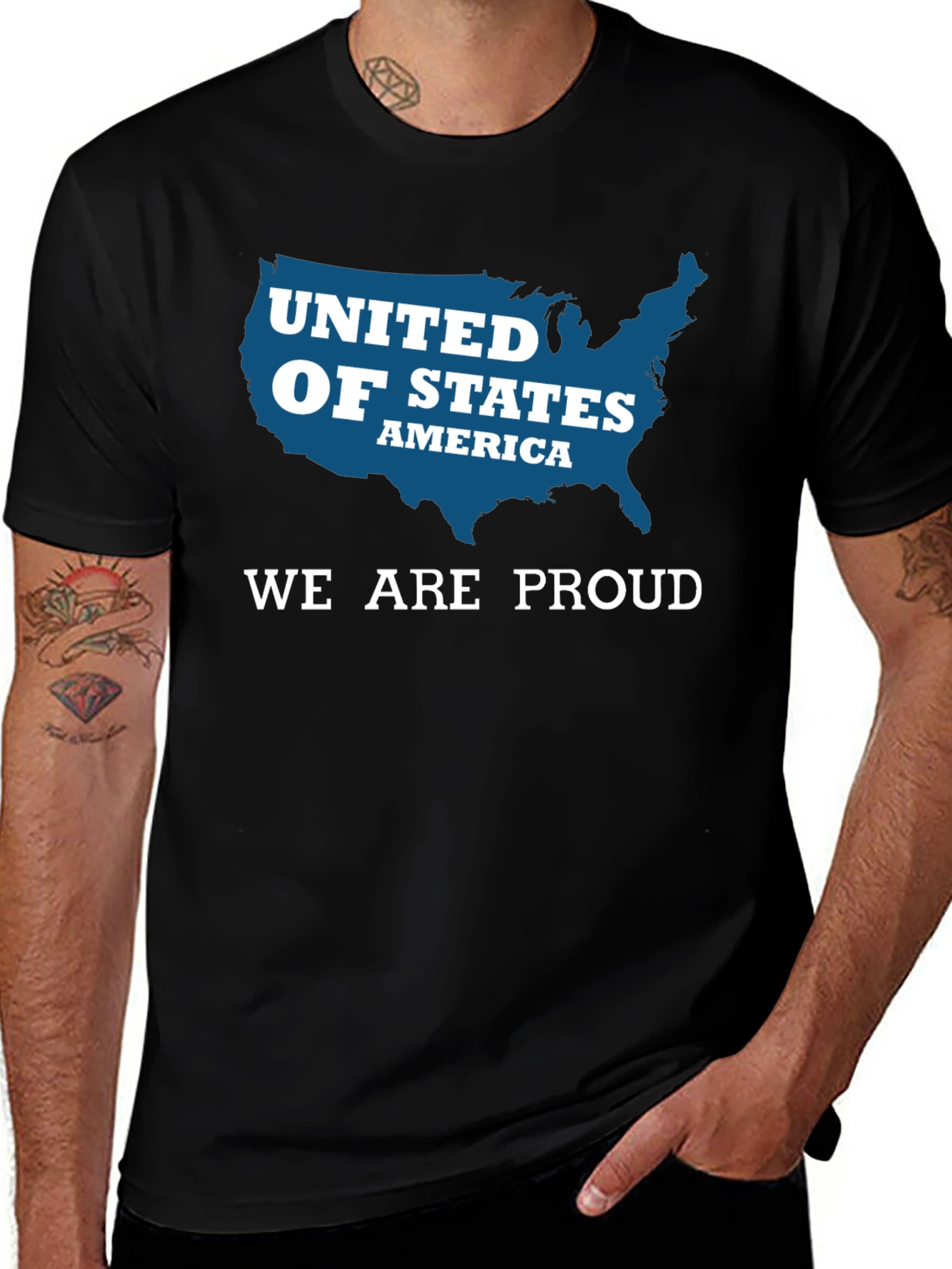 Proud USA Patriotic T-Shirt - United States Map Design
