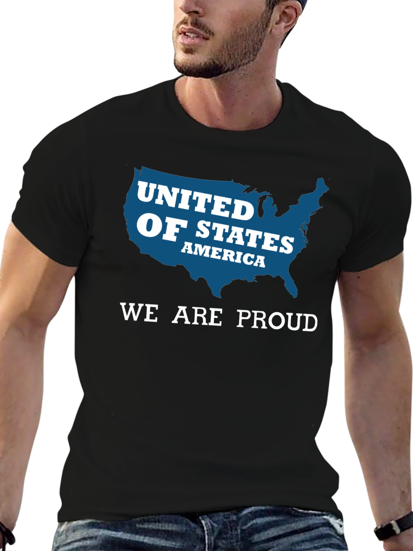 Proud USA Patriotic T-Shirt - United States Map Design