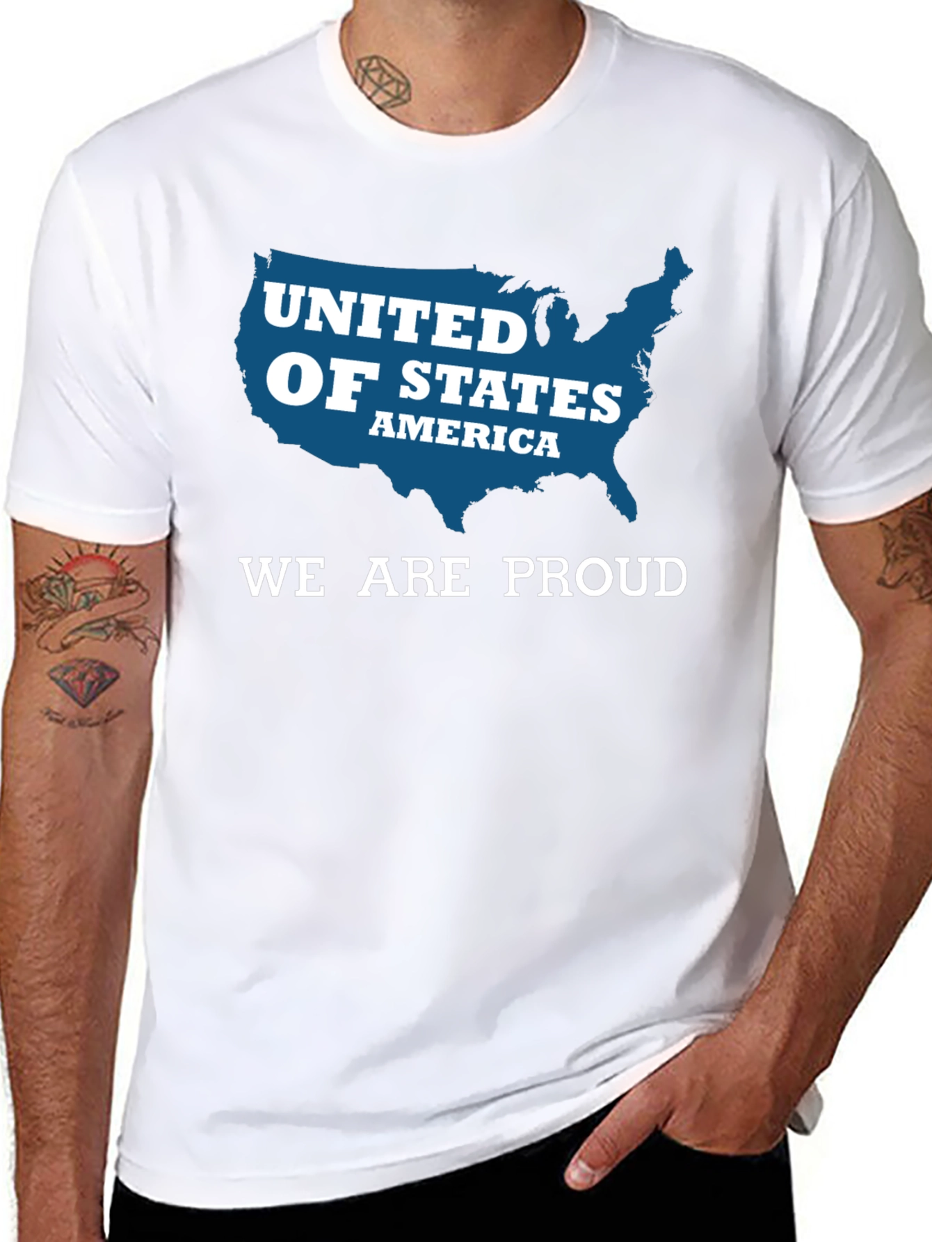 Proud USA Patriotic T-Shirt - United States Map Design