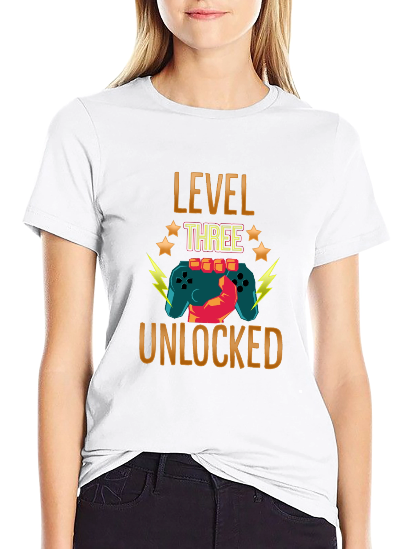 Level Three Unlocked Black Gaming T-Shirt