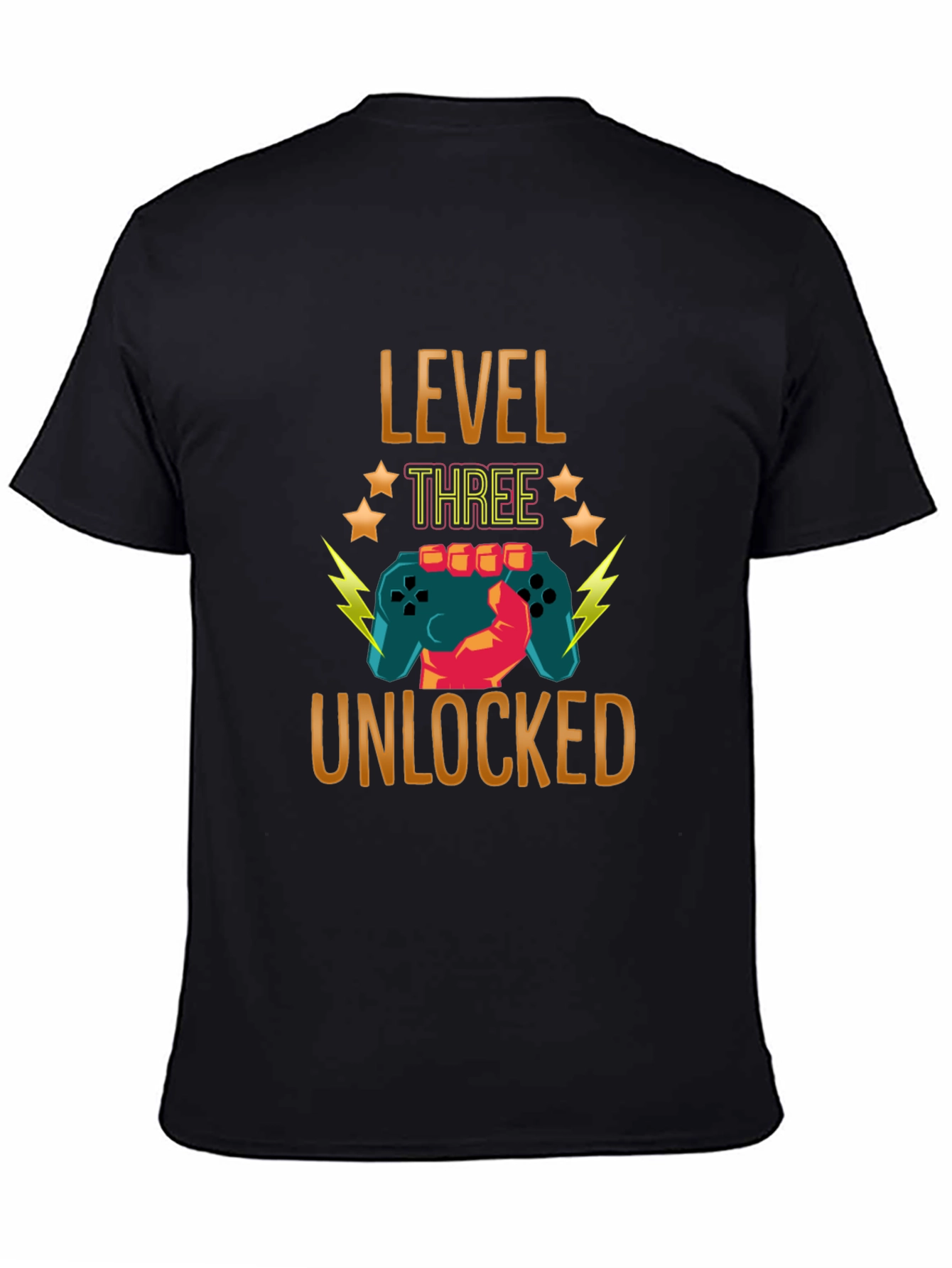 Level Three Unlocked Black Gaming T-Shirt