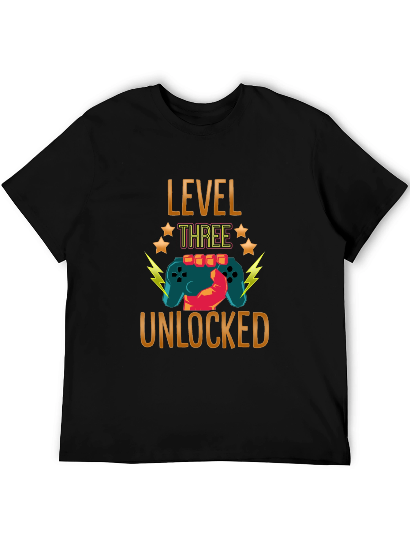 Level Three Unlocked Black Gaming T-Shirt