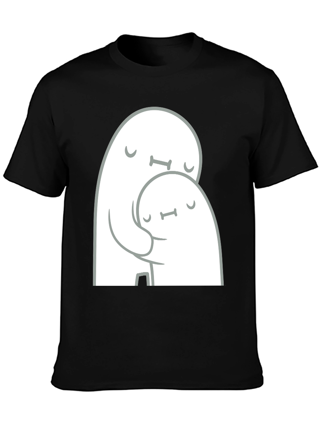Cute Ghost Hug Black T-Shirt