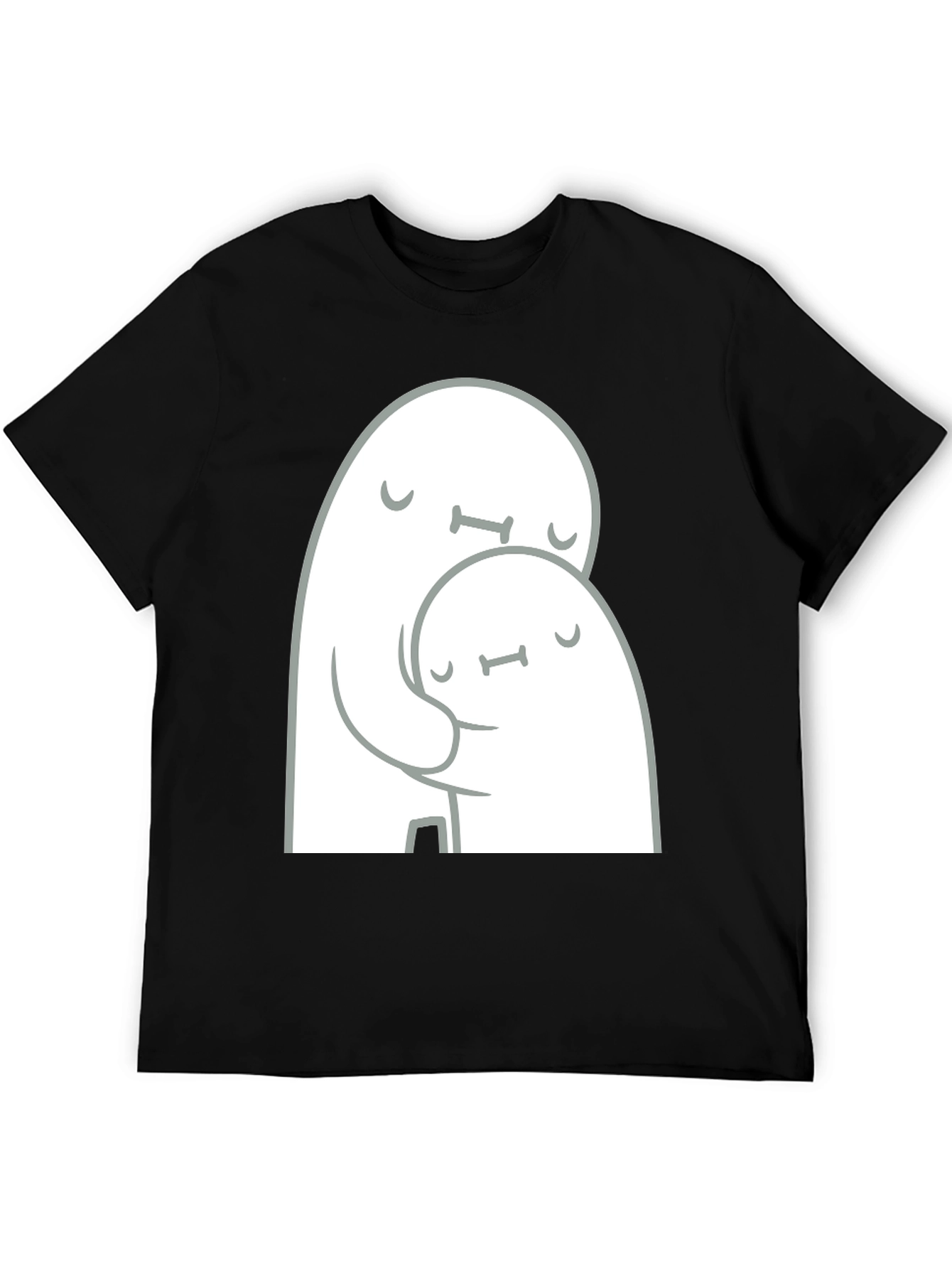 Cute Ghost Hug Black T-Shirt