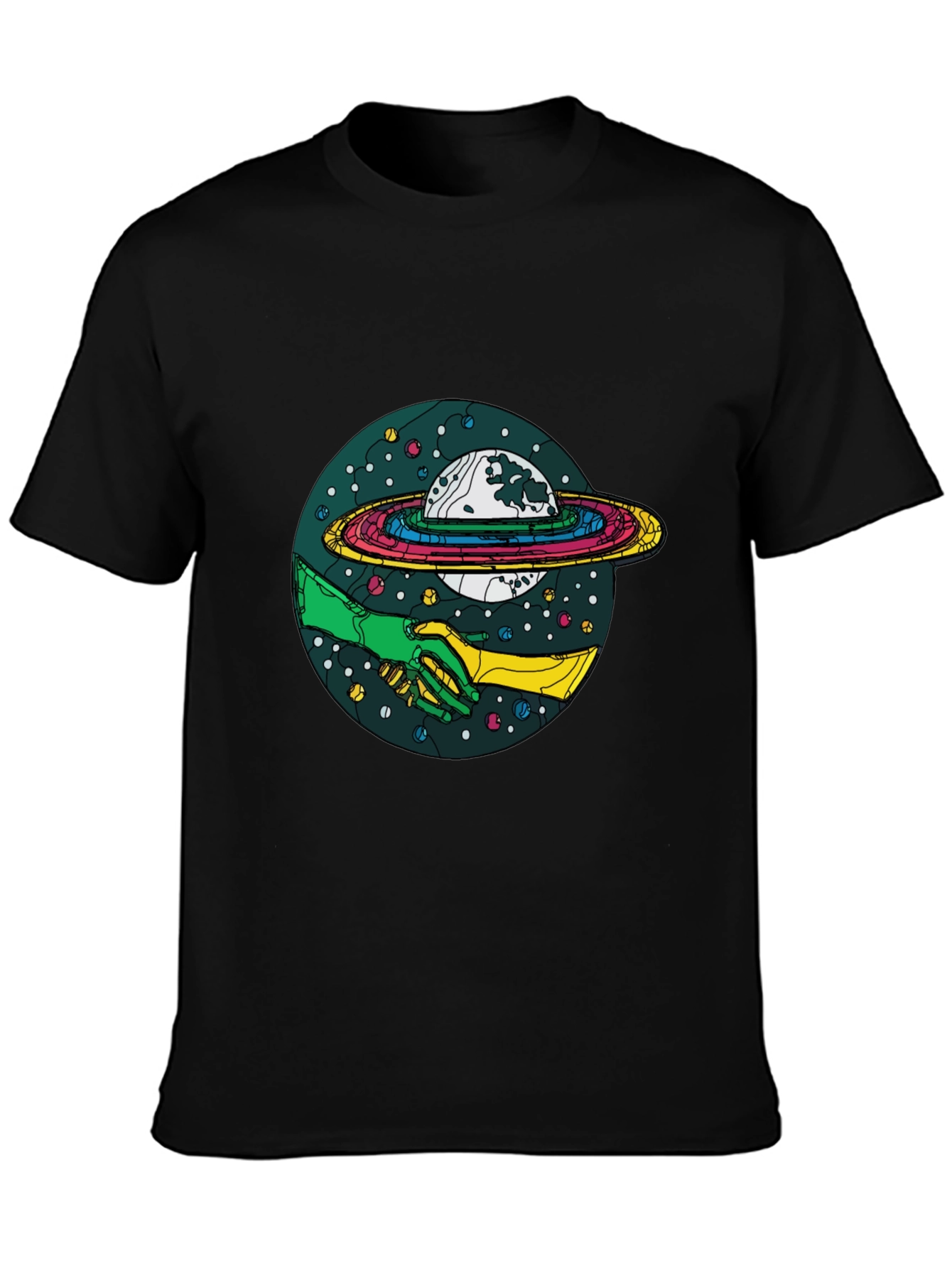 Cosmic Handshake Graphic Tee - Black
