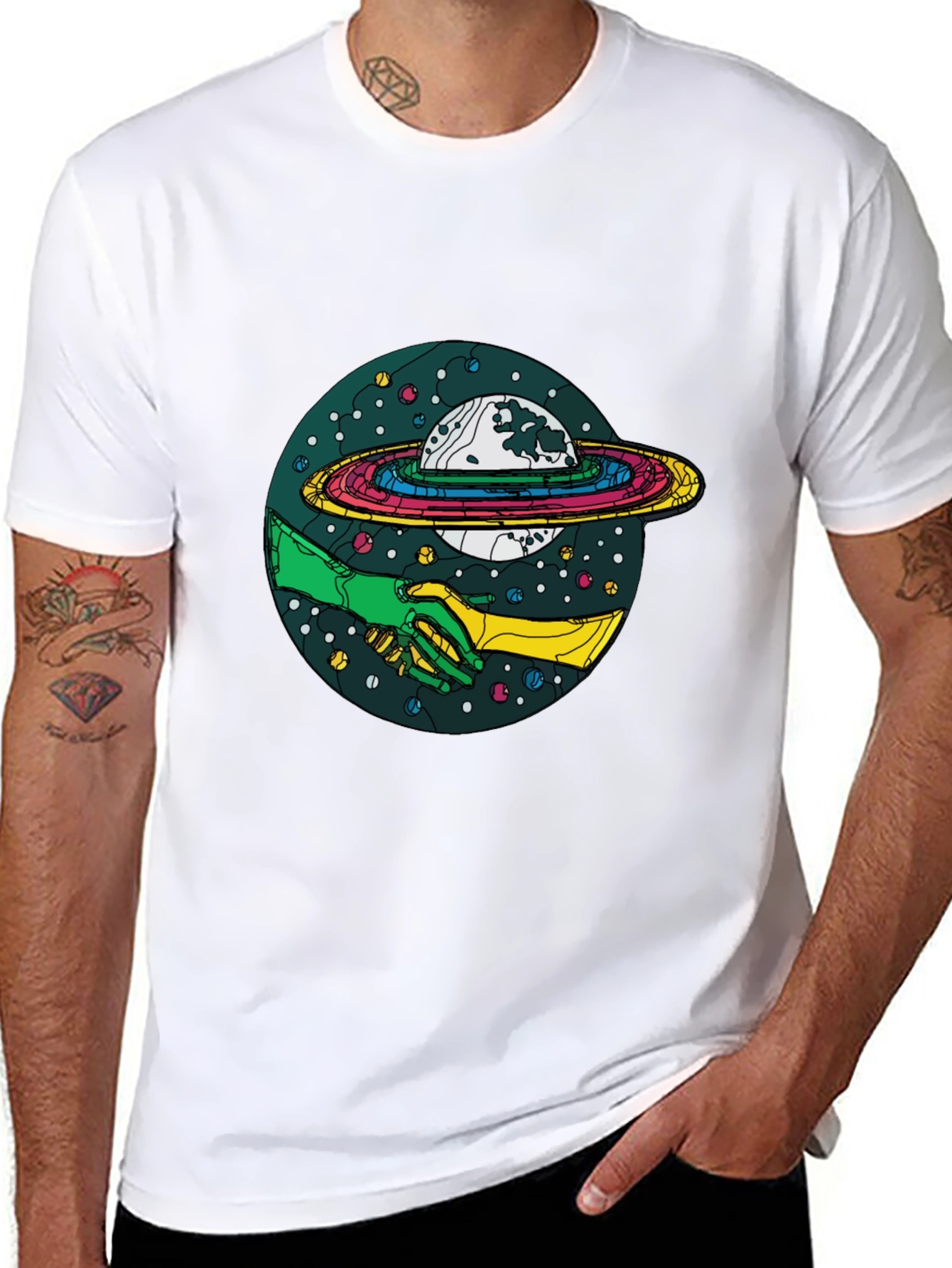 Cosmic Handshake Graphic Tee - Black