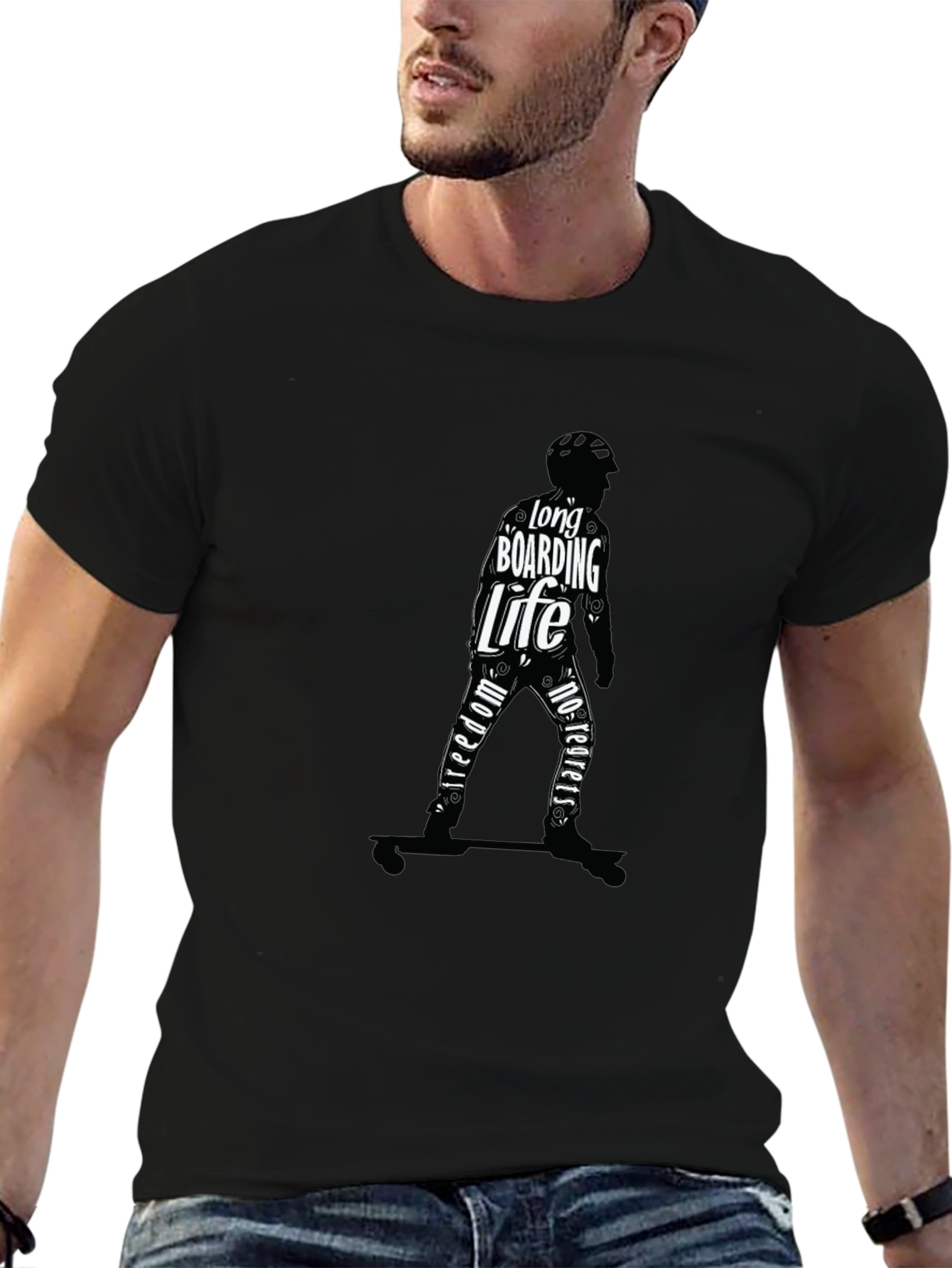 Longboarding Life Graphic Tee - Black