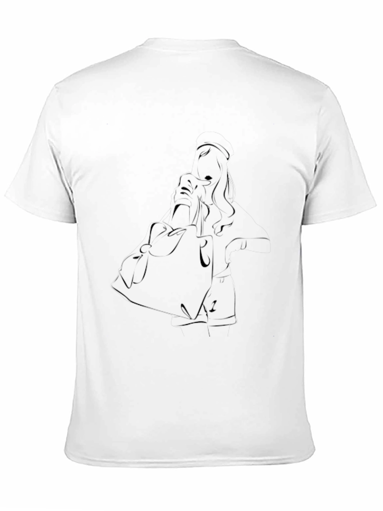 Stylish Black T-Shirt with Artistic Line Art