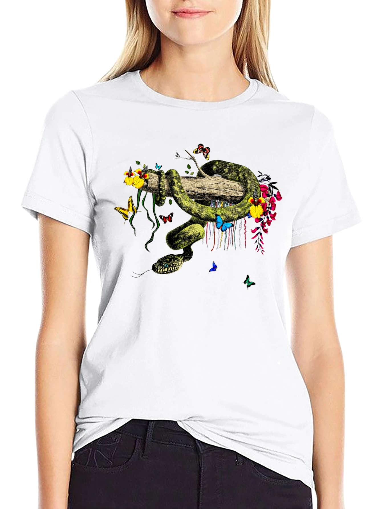Botanical Snake Graphic T-Shirt