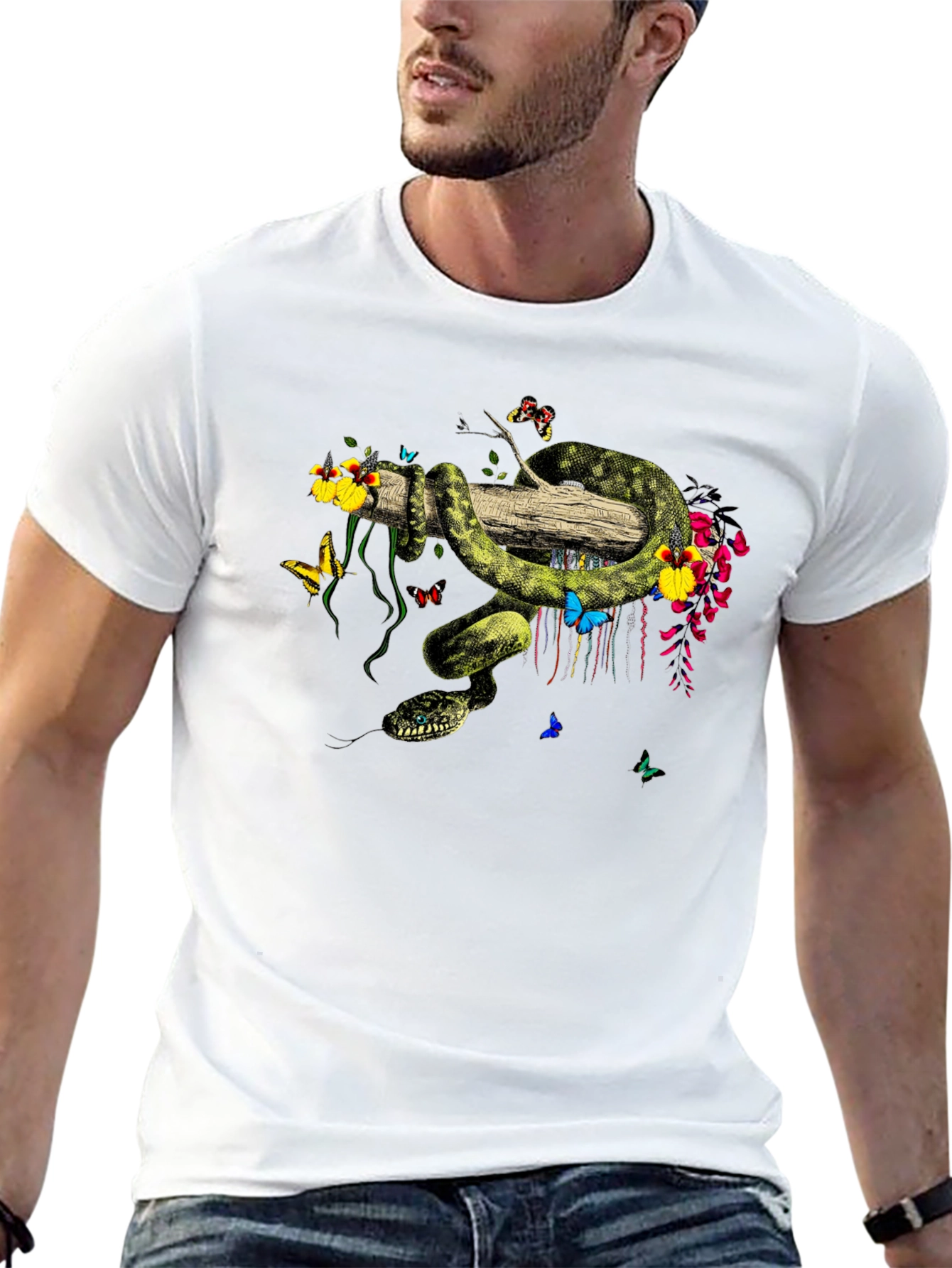 Botanical Snake Graphic T-Shirt