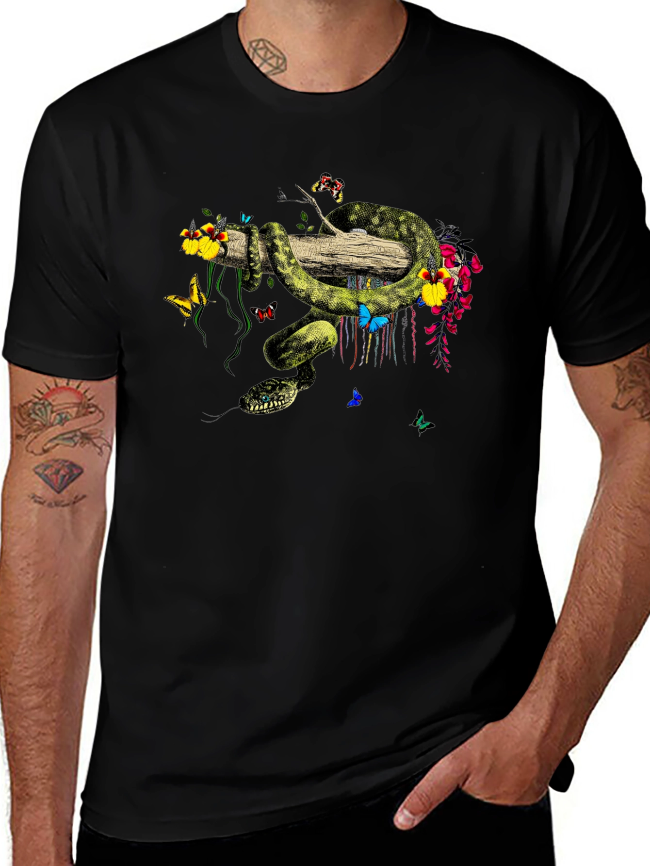 Botanical Snake Graphic T-Shirt