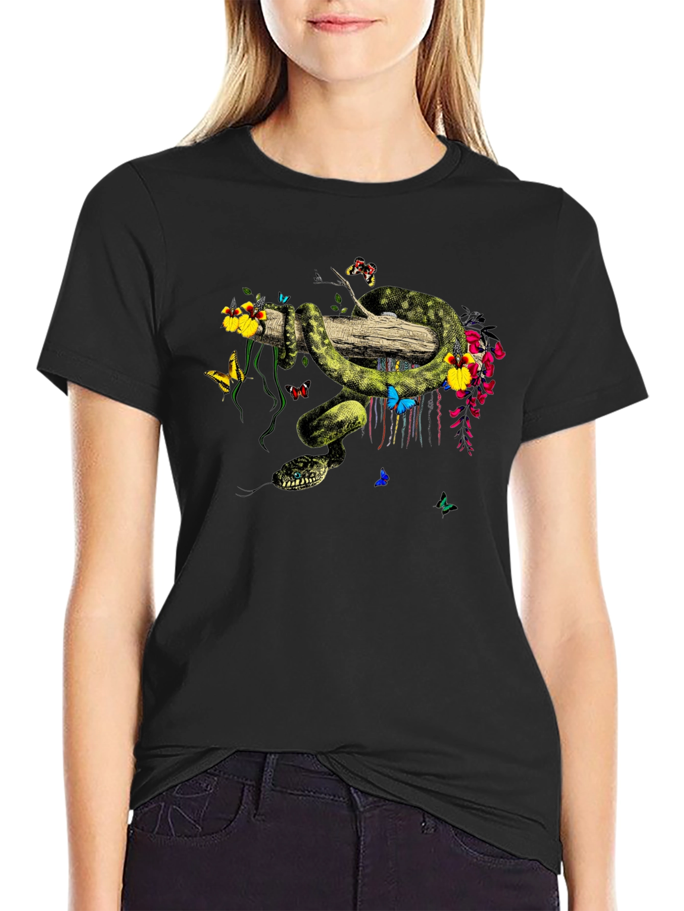 Botanical Snake Graphic T-Shirt
