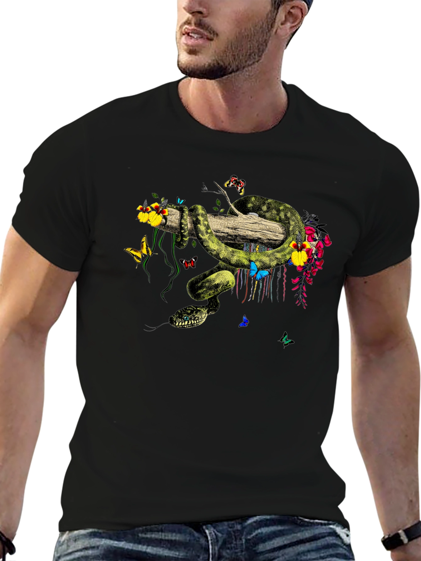 Botanical Snake Graphic T-Shirt