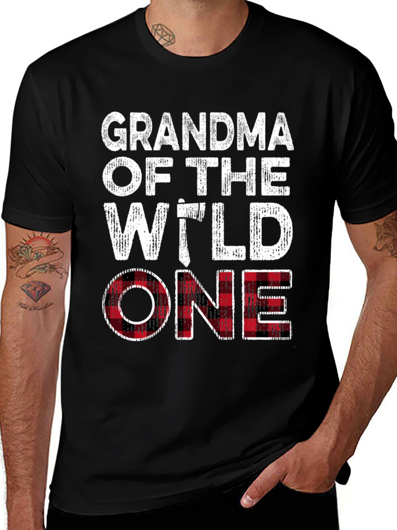 Grandma of the Wild One Plaid T-Shirt