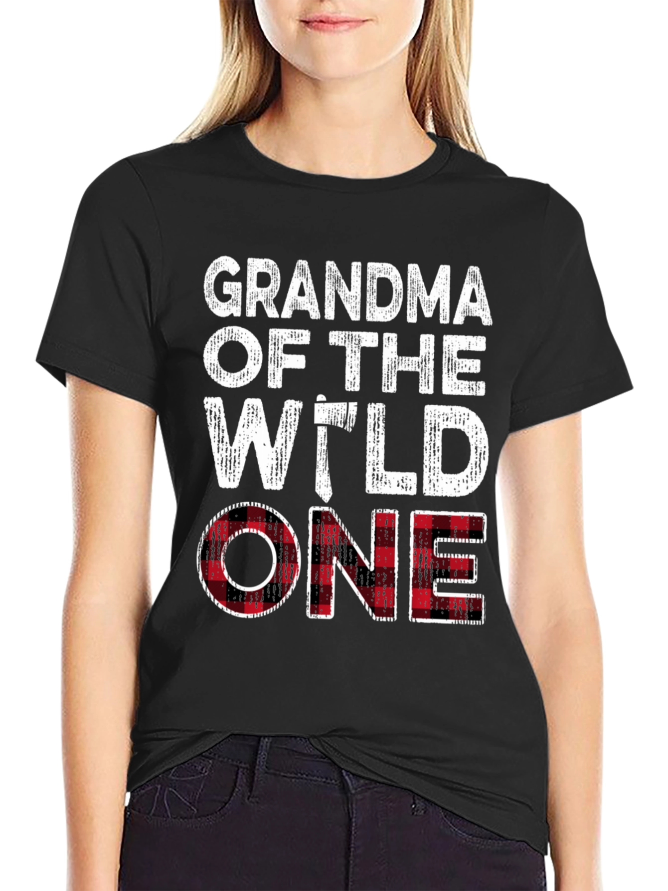 Grandma of the Wild One Plaid T-Shirt