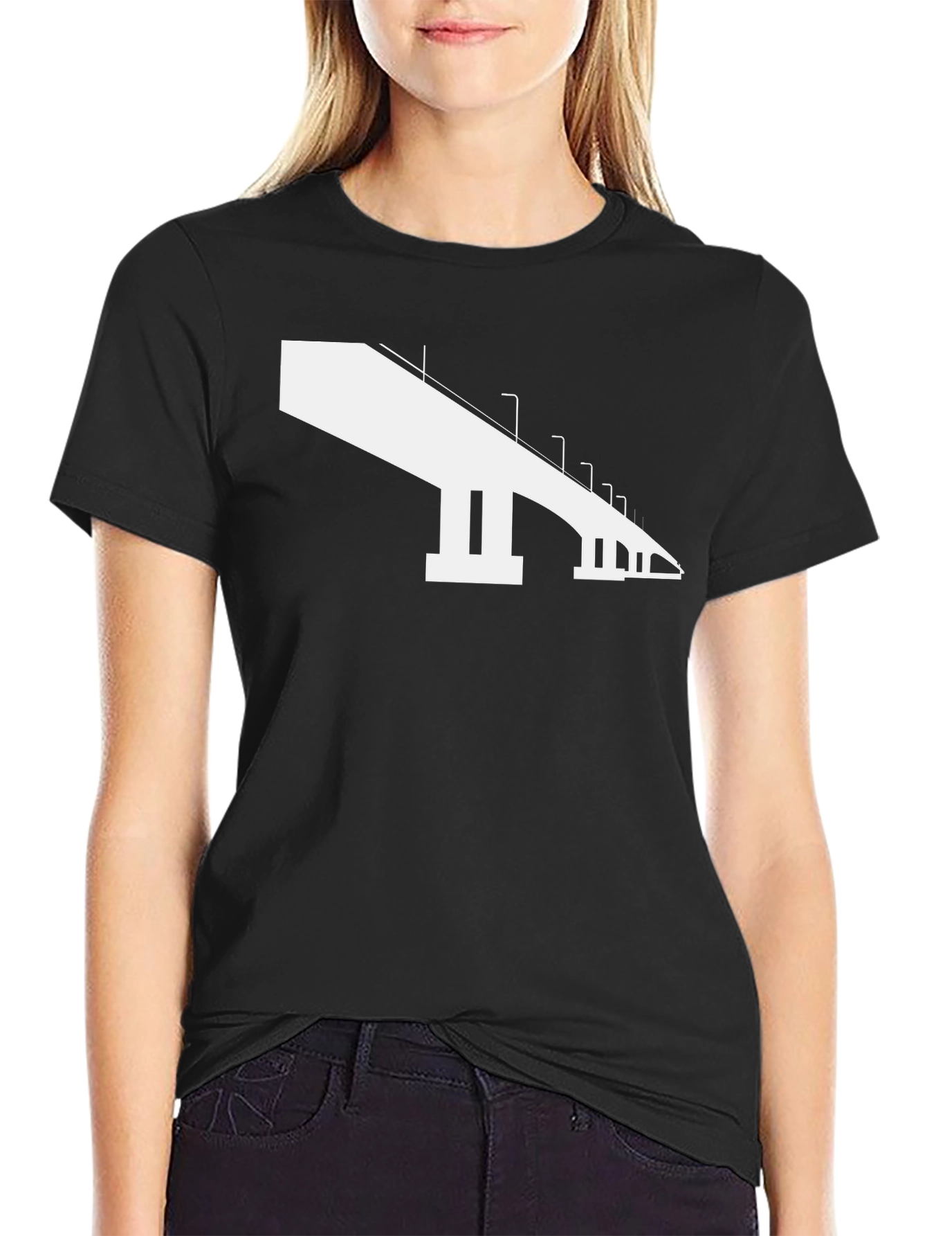 Modern Bridge Graphic Tee - Black Cotton Shirt