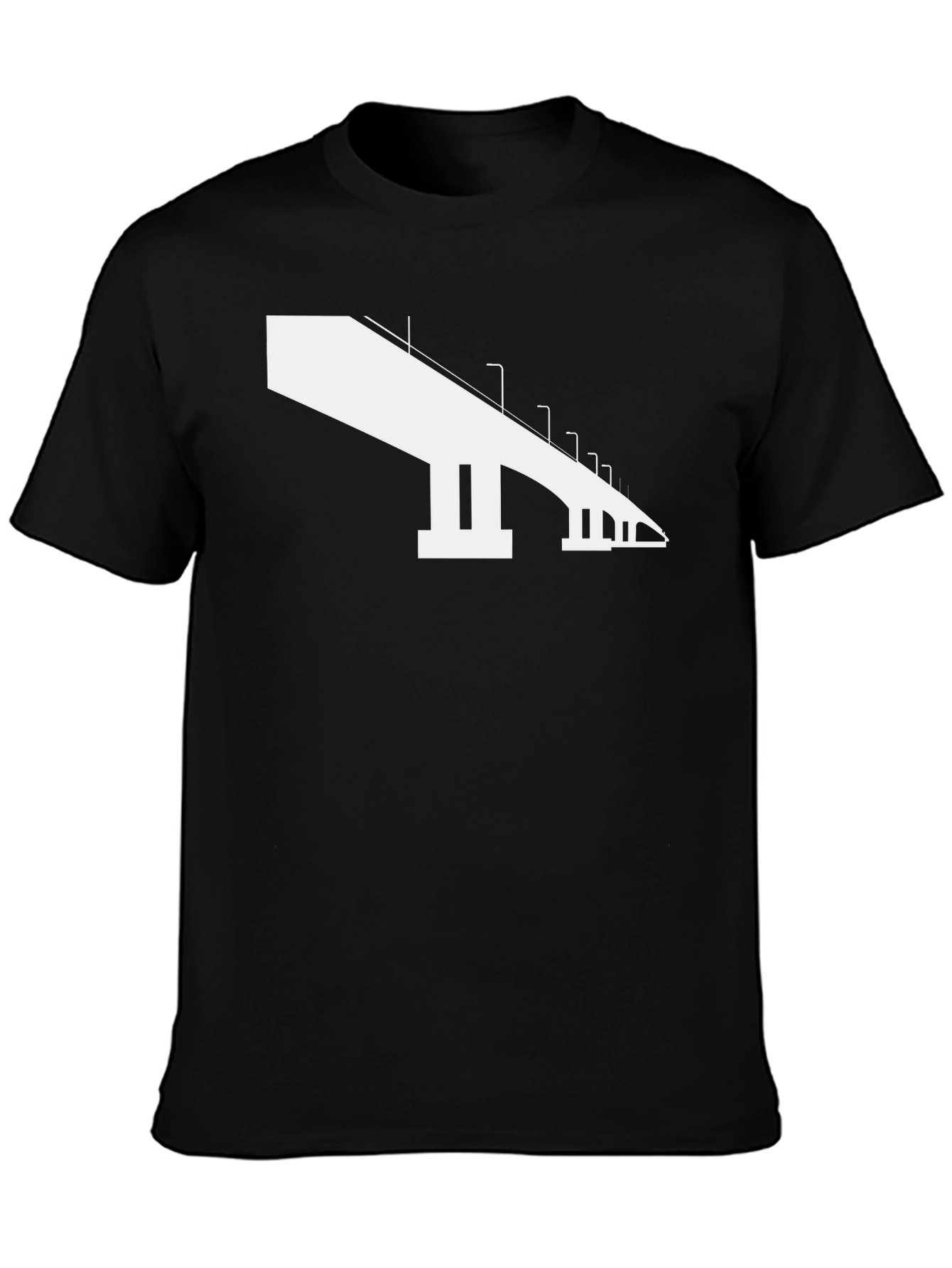Modern Bridge Graphic Tee - Black Cotton Shirt