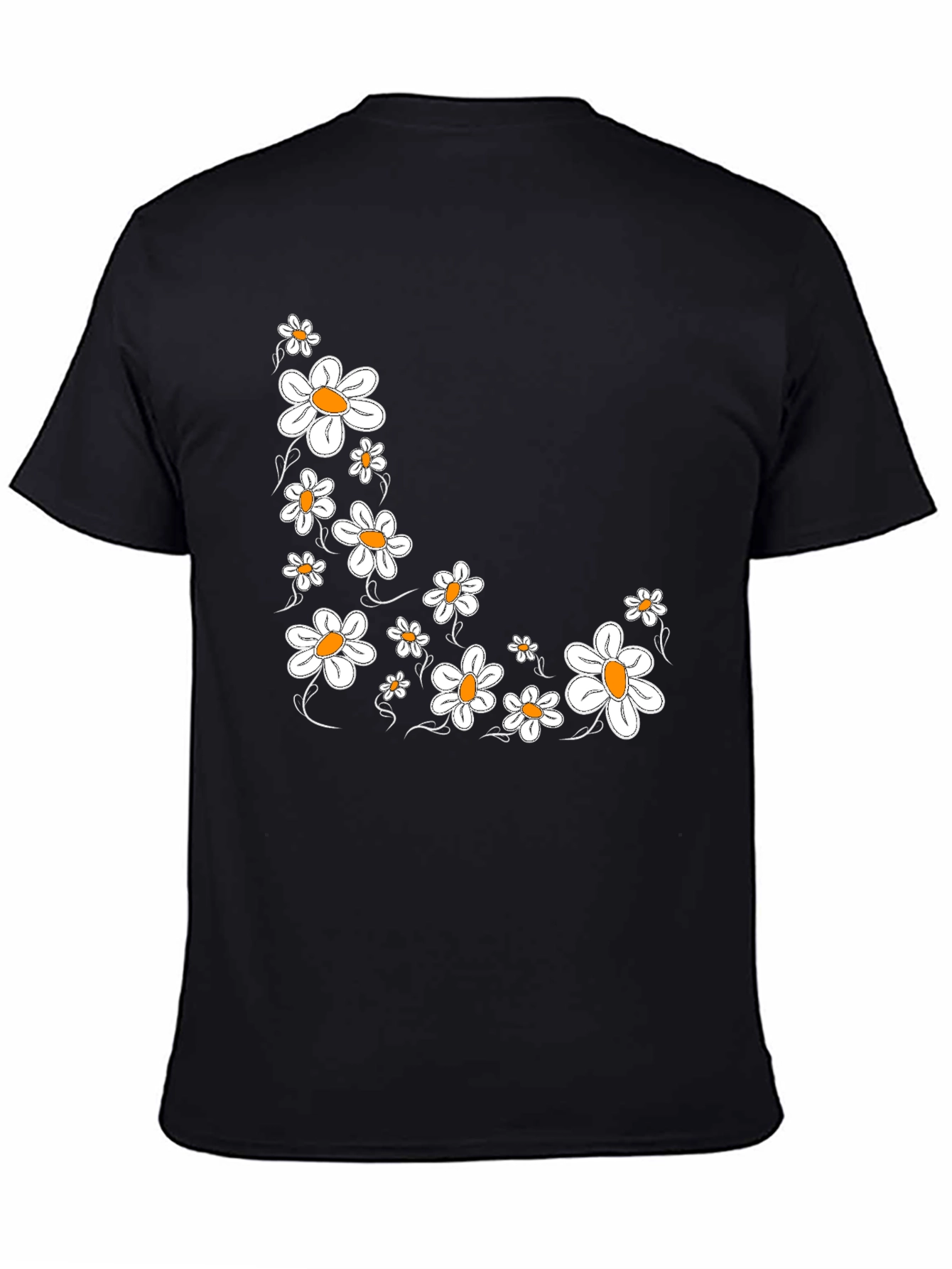 Daisy Print Black T-Shirt