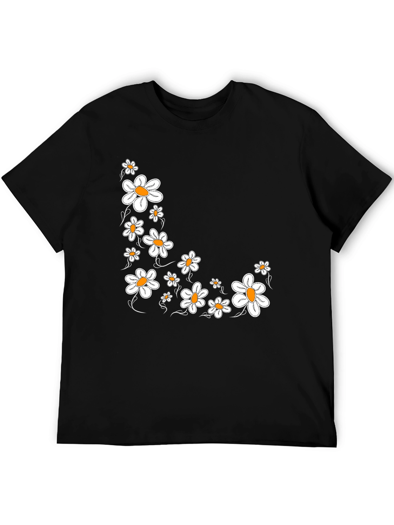 Daisy Print Black T-Shirt