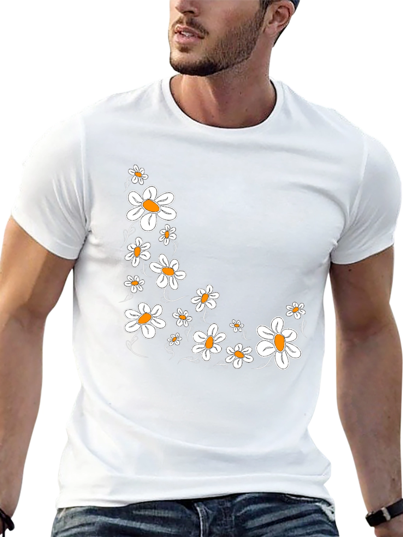 Daisy Print Black T-Shirt